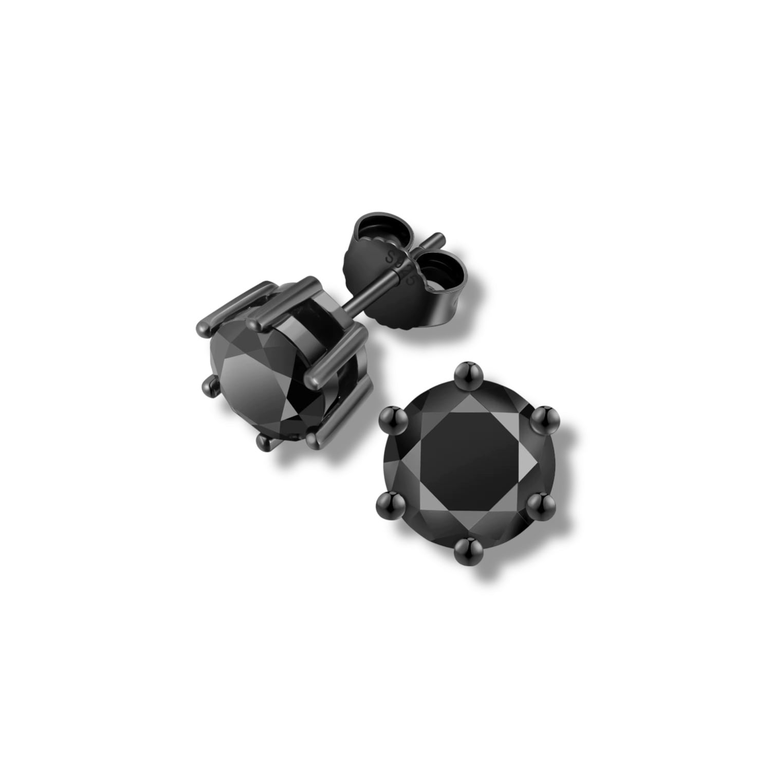 Jagged Halo Jewelry Women's Black Diamond Stud Earrings One Carat
