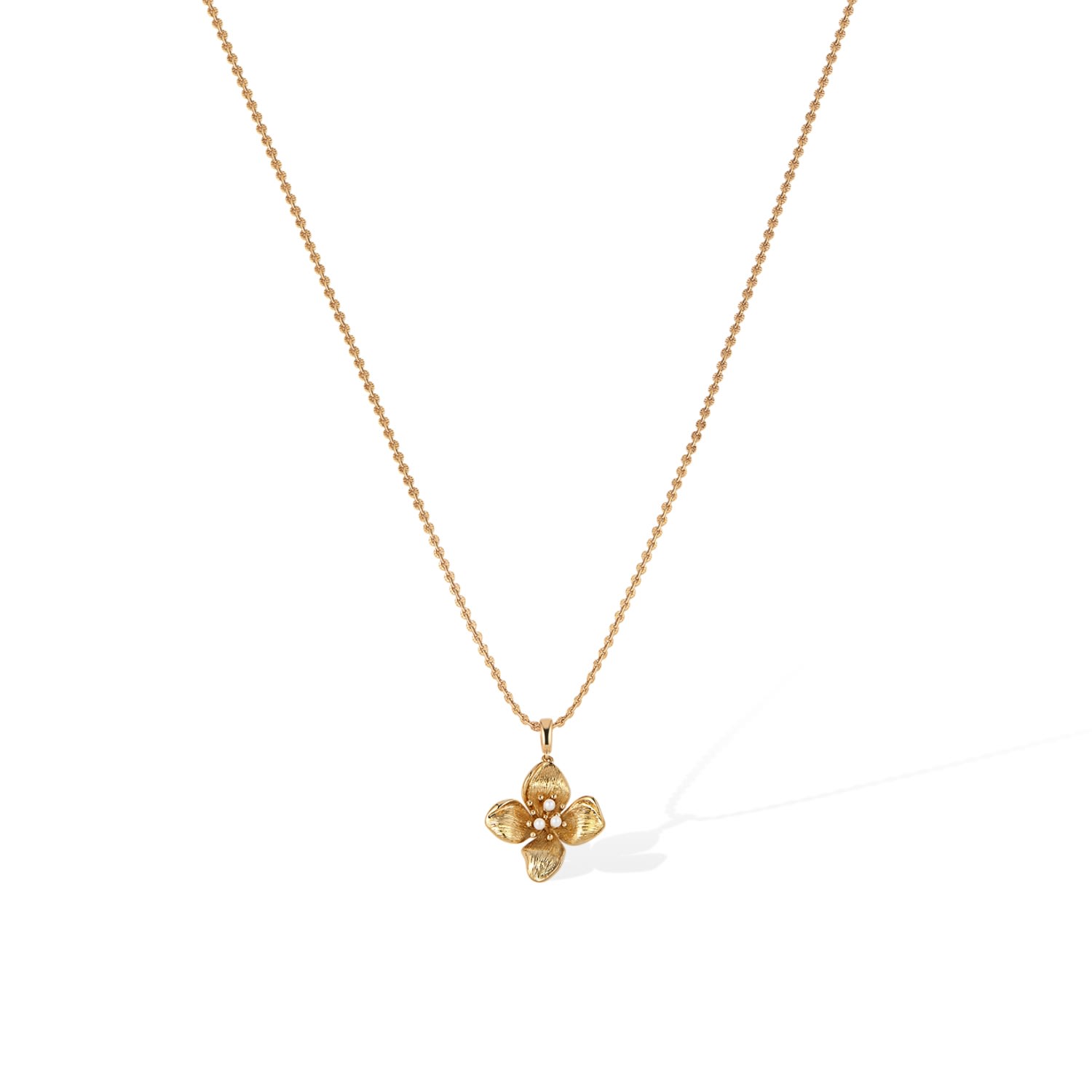 Retro Chic Women's Gold / White Blossom Pendant
