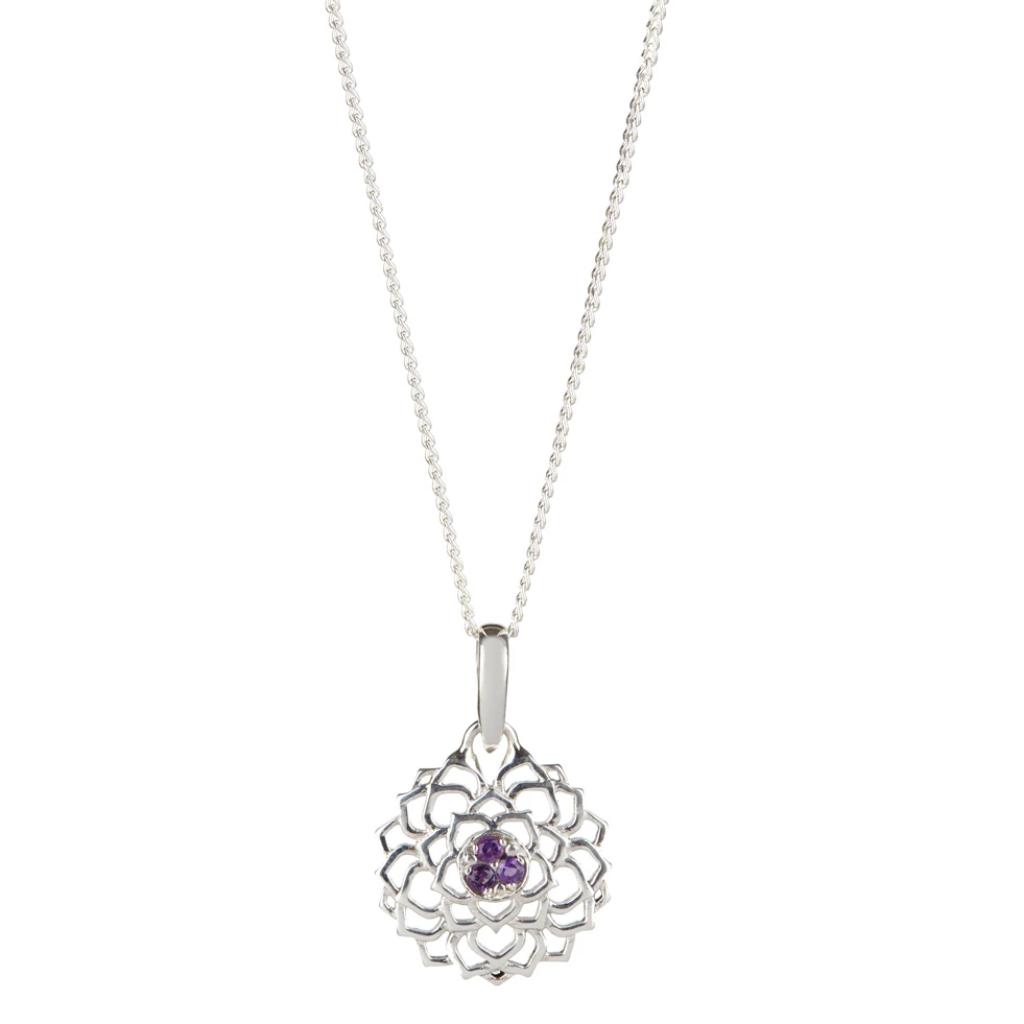 Charlotte's Web Jewellery Women's Crown Chakra Silver Necklace - Amethyst In Silver