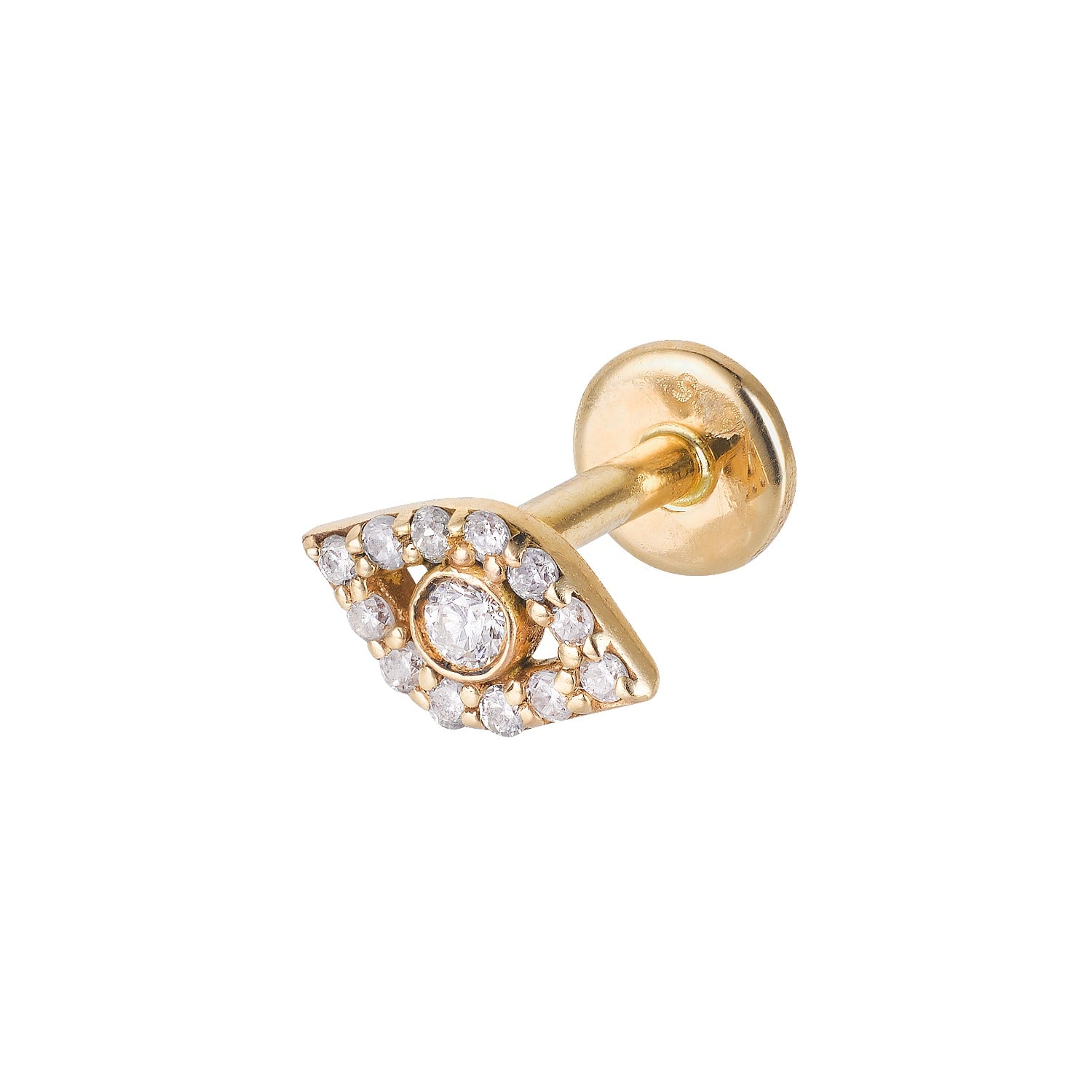 Zohreh V. Jewellery Women's Diamond Evil Eye Flat Back Earring 14k-gold