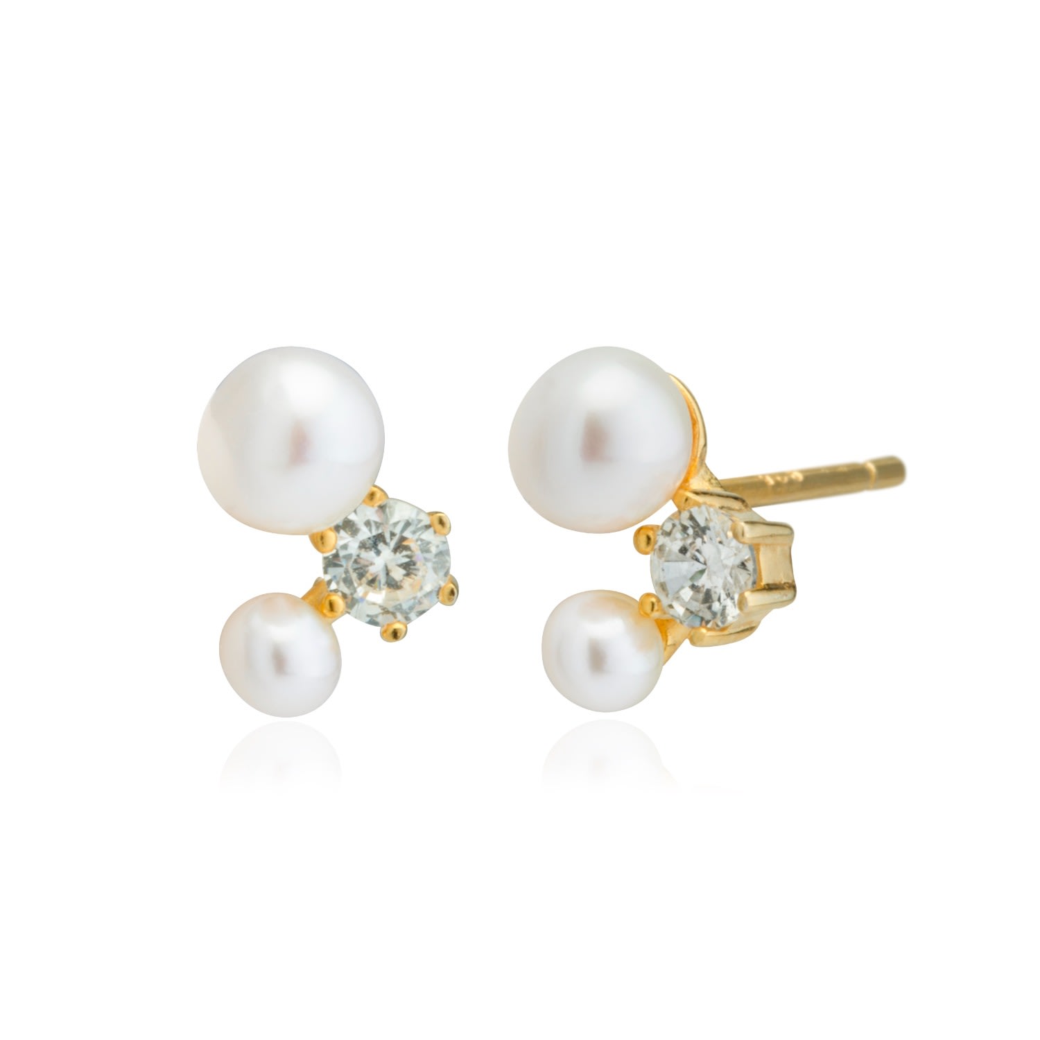 Alura Copenhagen Jewellery Women's Gold Eclipse - Earstuds With A Twist Of Genuine Freshwater Pearls & Zirkonia In Gold