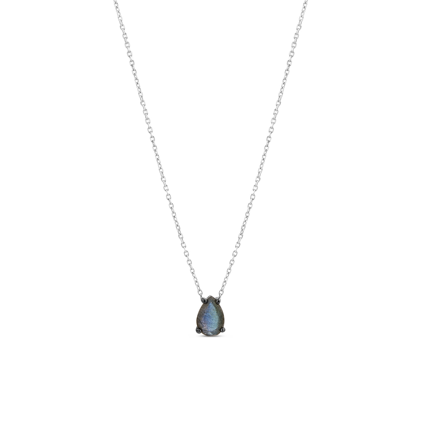Sally Skoufis Women's Blue / Green / Silver Pure Droplet Necklace Petite With Labradorite In Sterling Silver In Multi