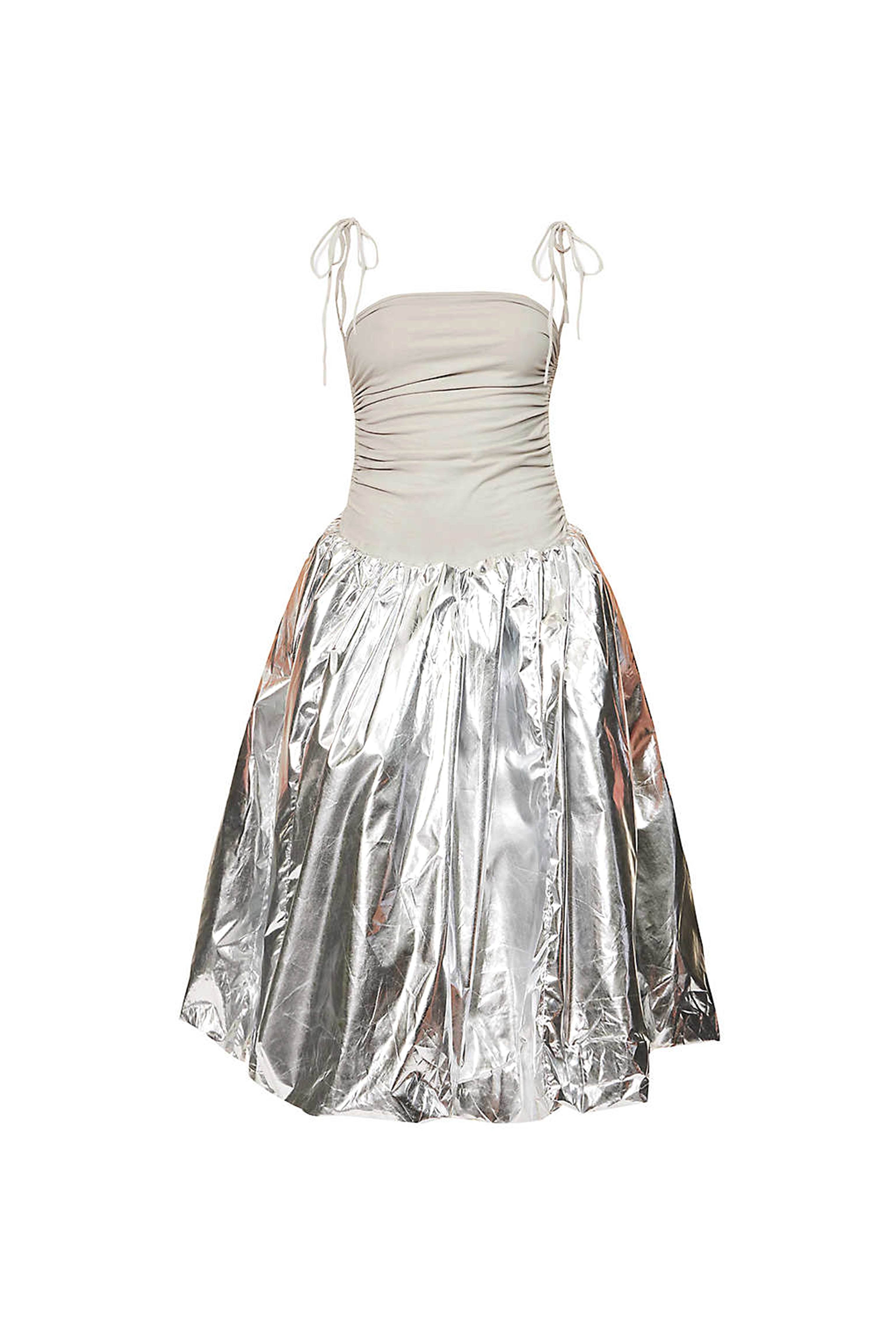 Amy Lynn Women's Alexa Silver Metallic Puffball Dress In Gray