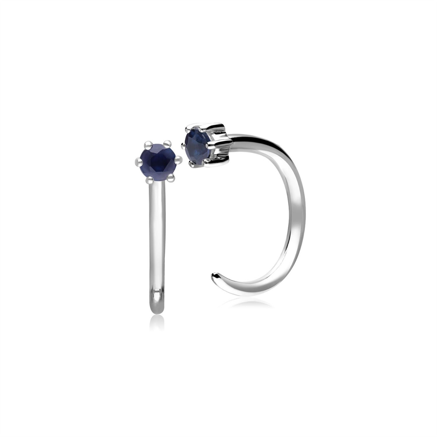 Women’s Blue Sapphire Pull Through Hoop Earrings In White Gold Gemondo