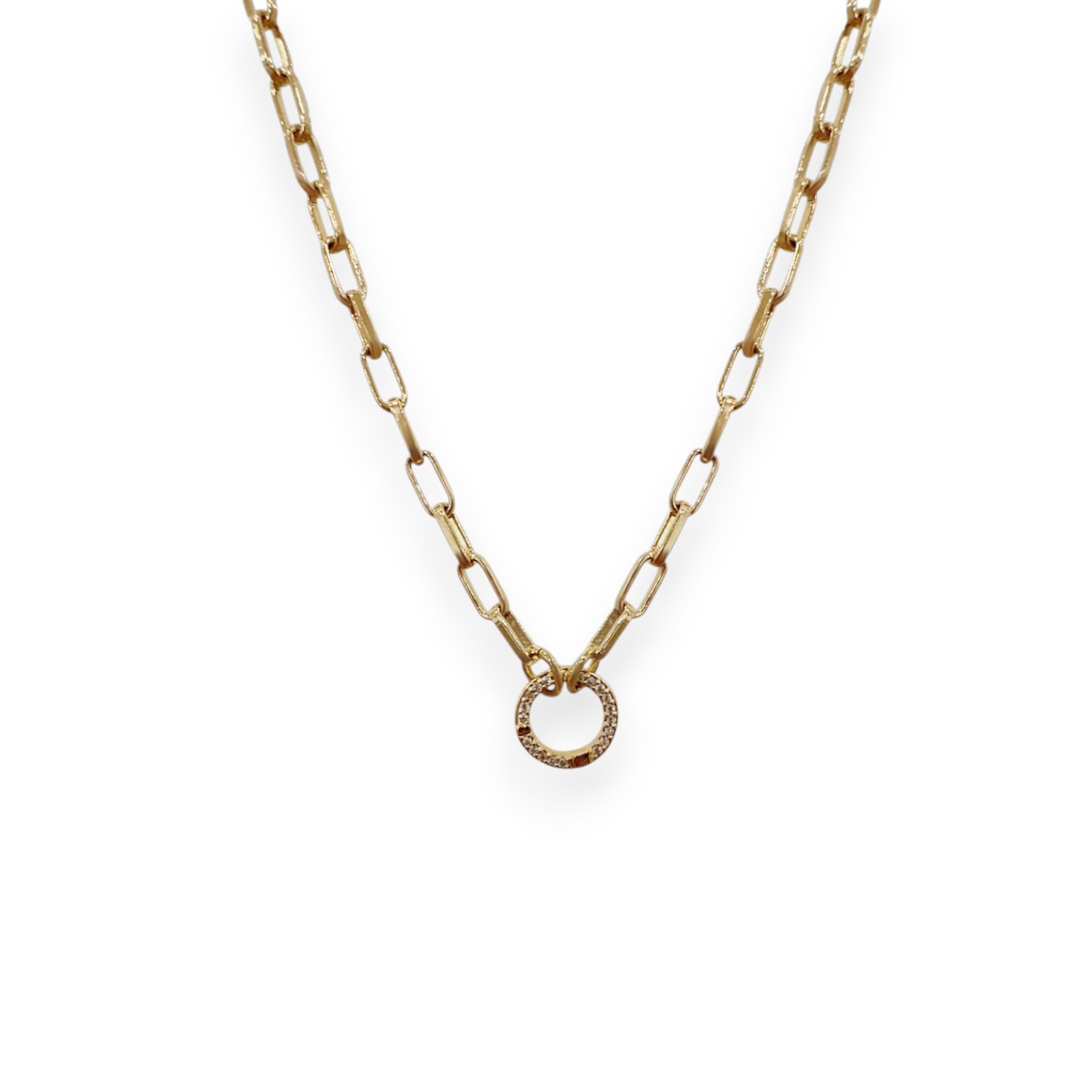 Alexie Of Athens Women's Gold Charm Keeper Pave Pull Open Chain