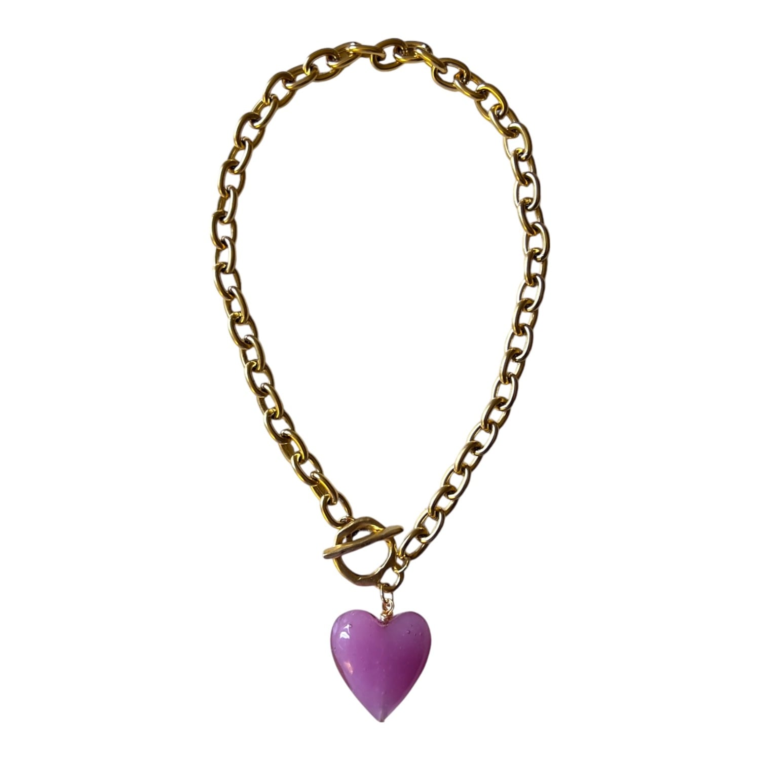 Sccollection Women's Gold / Pink / Purple Amore Heart Necklace - Muted Mauve