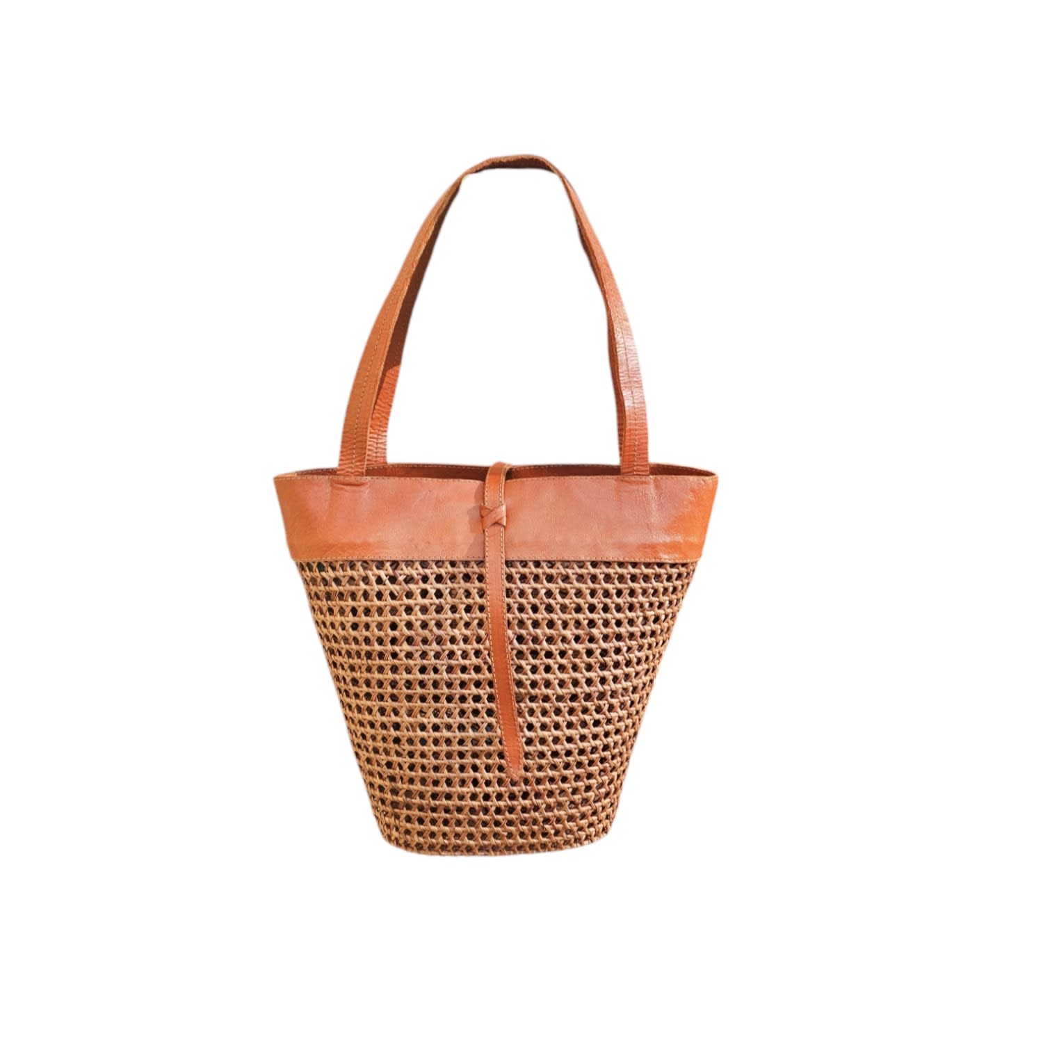 Ohsun Women's Brown / Neutrals Bailey Rattan & Leather Shoulder Bag