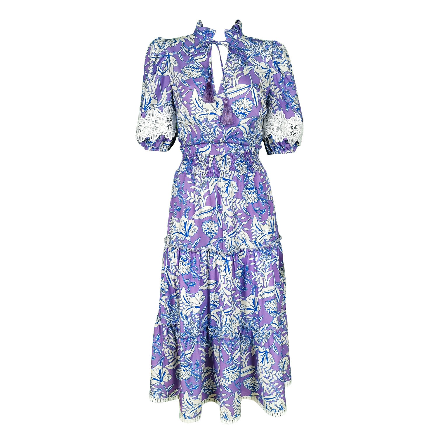 Lalipop Design Women's Viscose Floral Dress With Embroidery Details