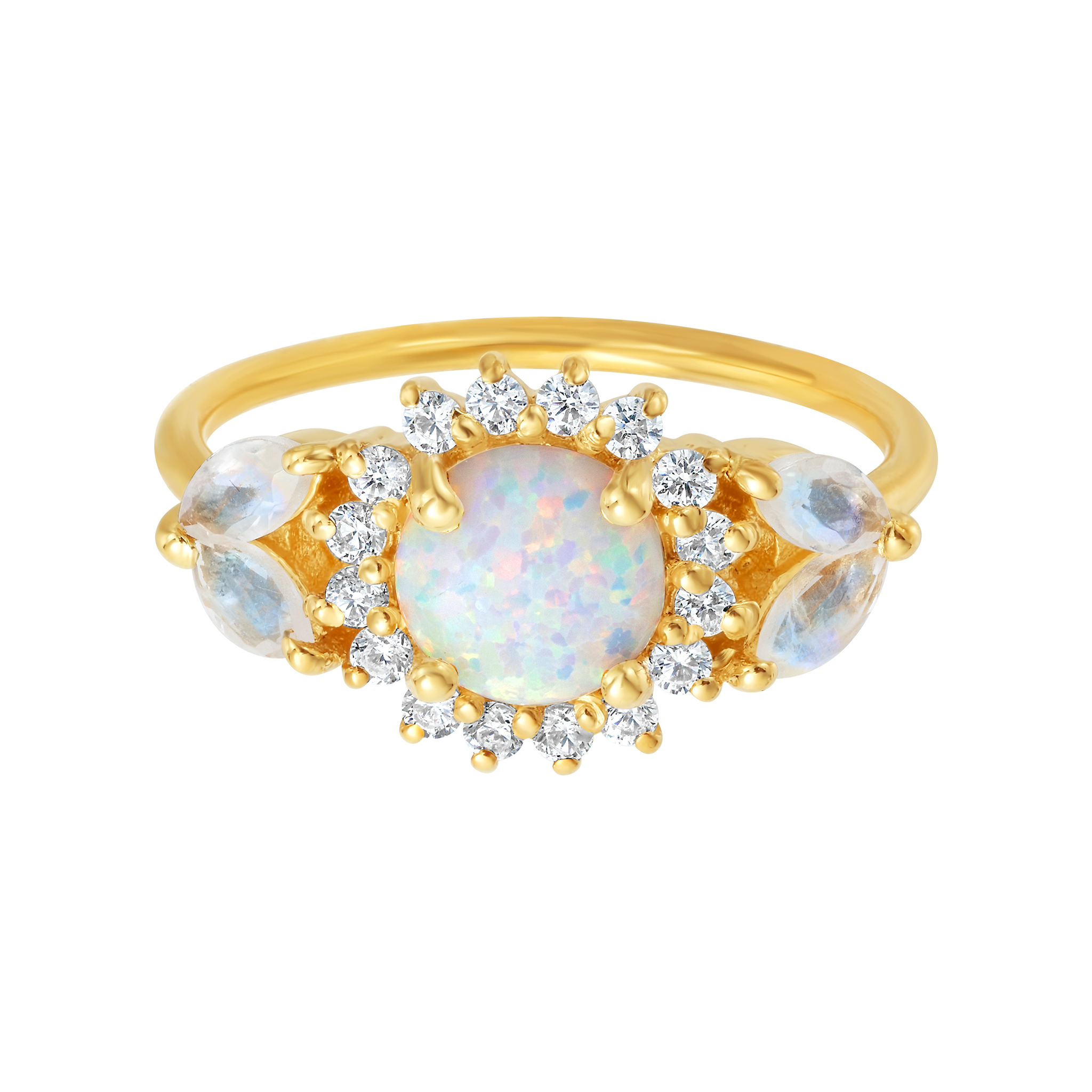 Women’s Gold Opal & Diamond Sunflower Queen Ring La Kaiser