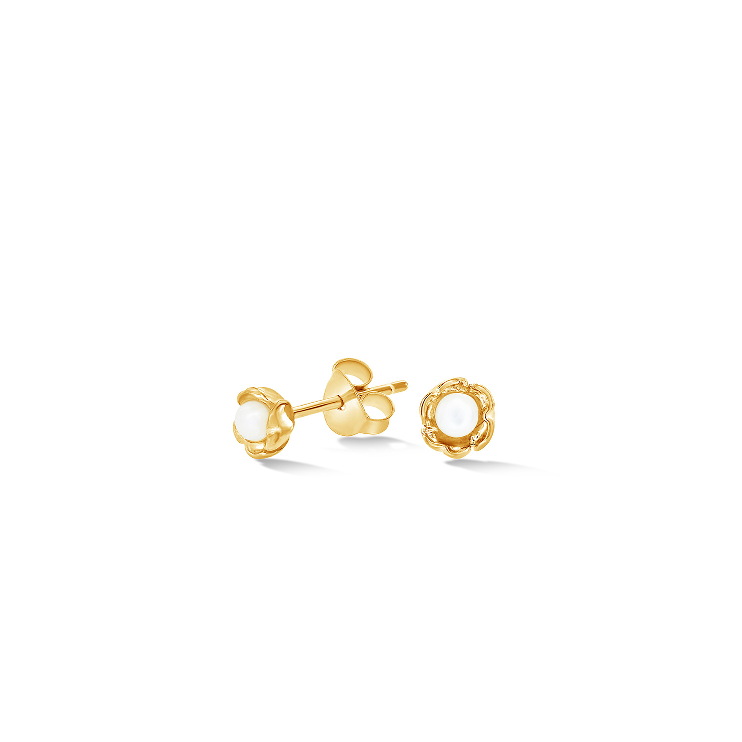 Dower & Hall Women's Wild Rose Pearl Studs In Gold Vermeil In Brown