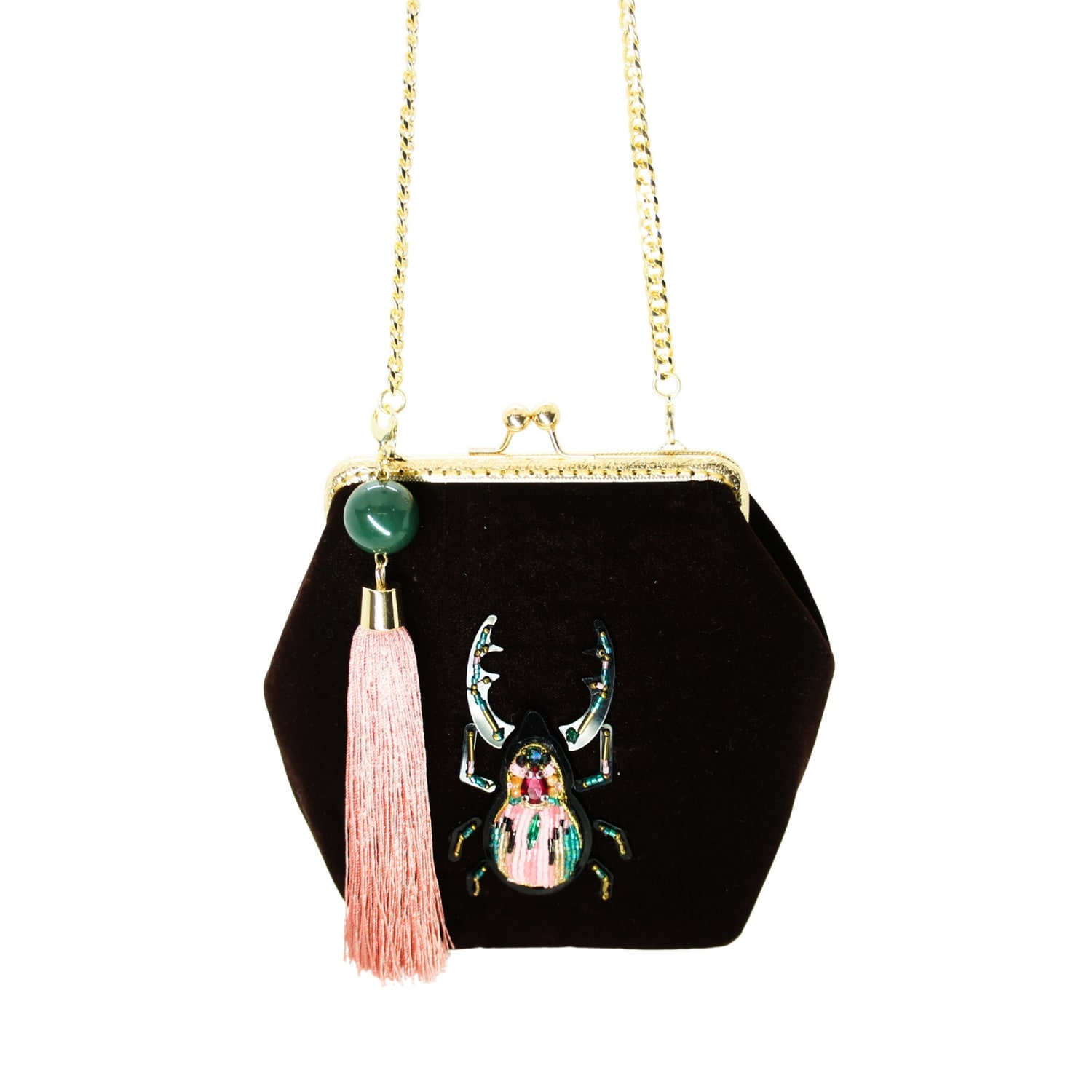 Gissa Bicalho Women's Brown / Pink Handmad Acrylic Bag Velvet Brown Scarab Pink In Multi