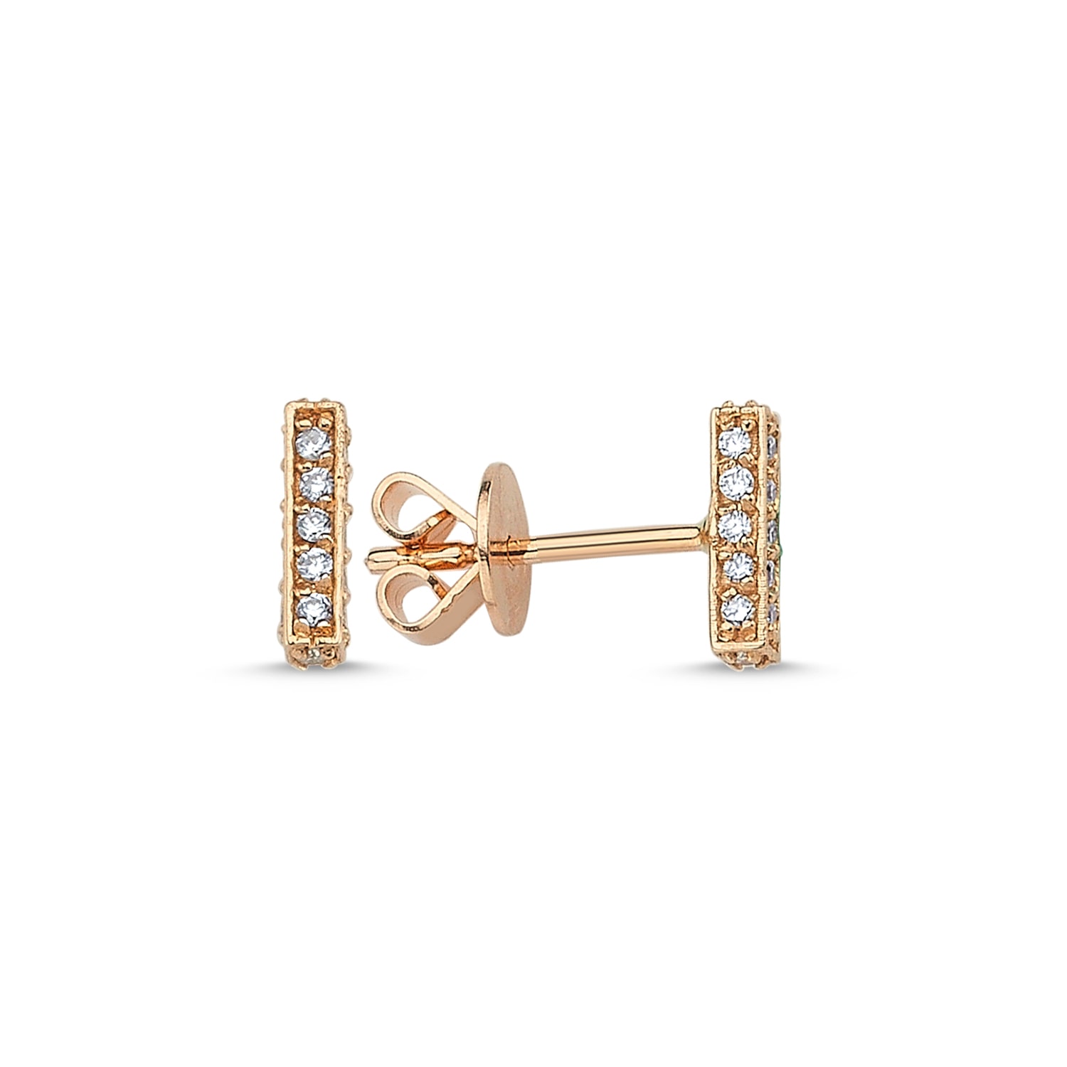 Ecce | Artisan Diamonds Women's Single 14k Rose Gold 3 Side Diamond Bold Rod Earring In Gold
