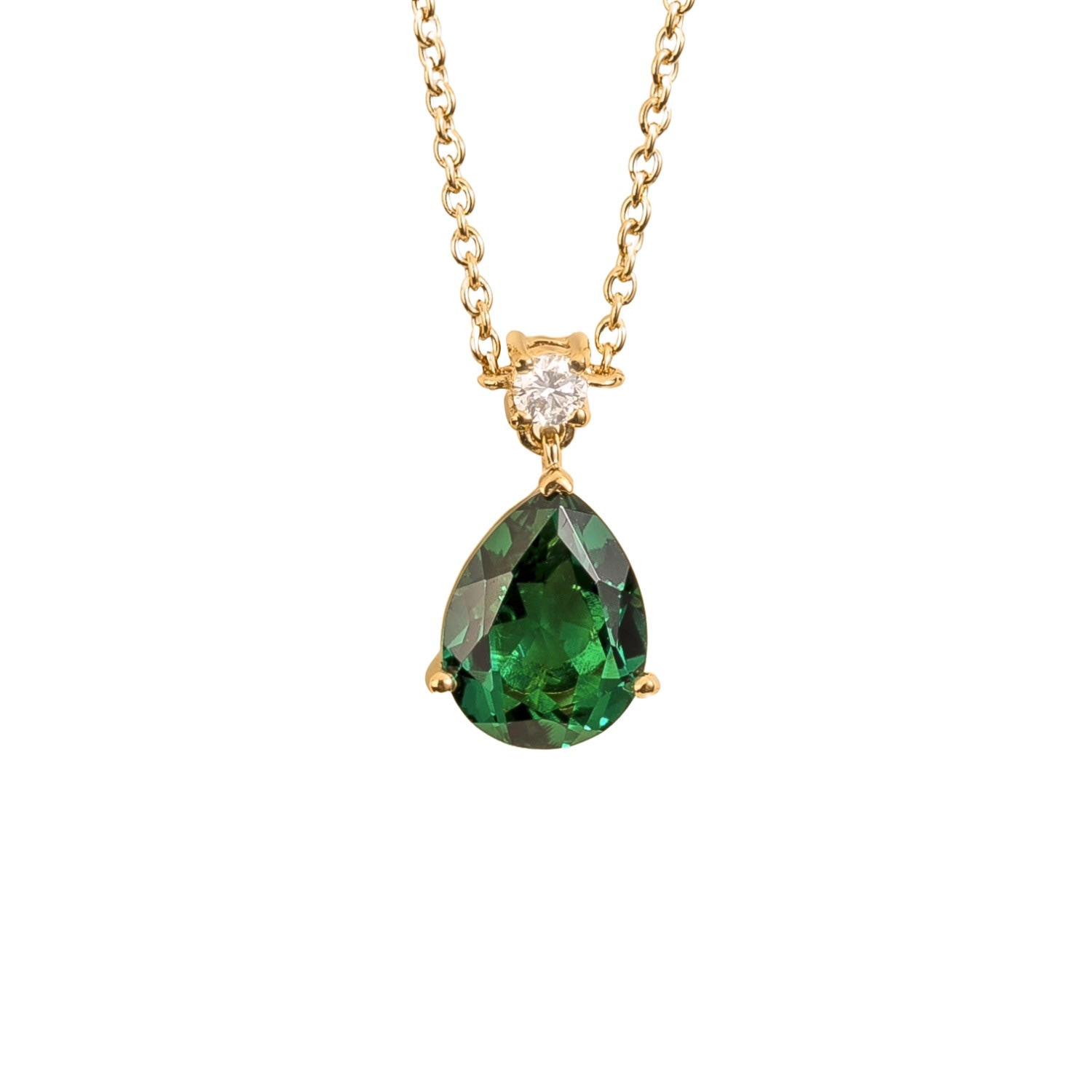 Juvetti Women's Green / White / Gold Ori Medium Pendant Necklace In Emerald & Diamond Set In Gold