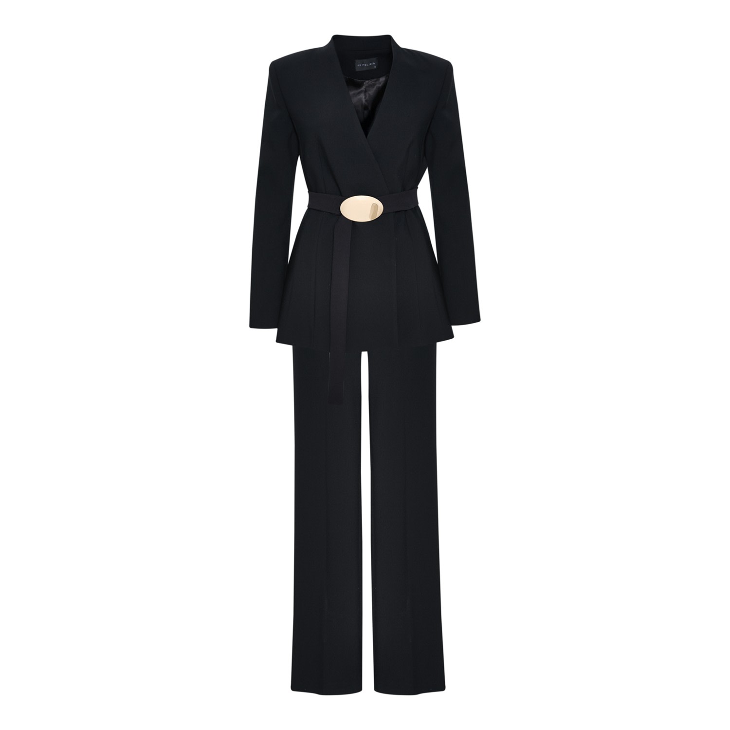 By Felizia Fitted Belted Suit In Black In Black
