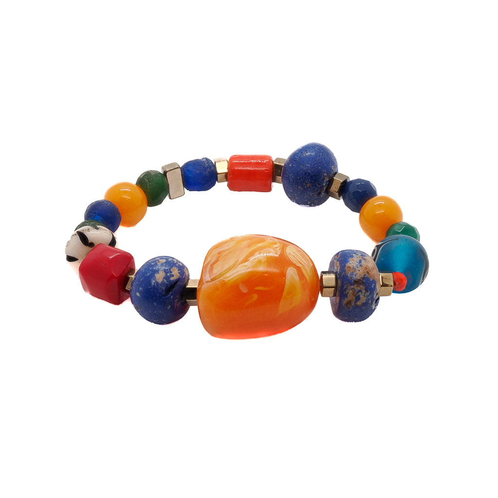 Women’s Gold / Blue / Yellow Evil Eye Multicolor Beaded Bracelet -Multicolor Ebru Jewelry