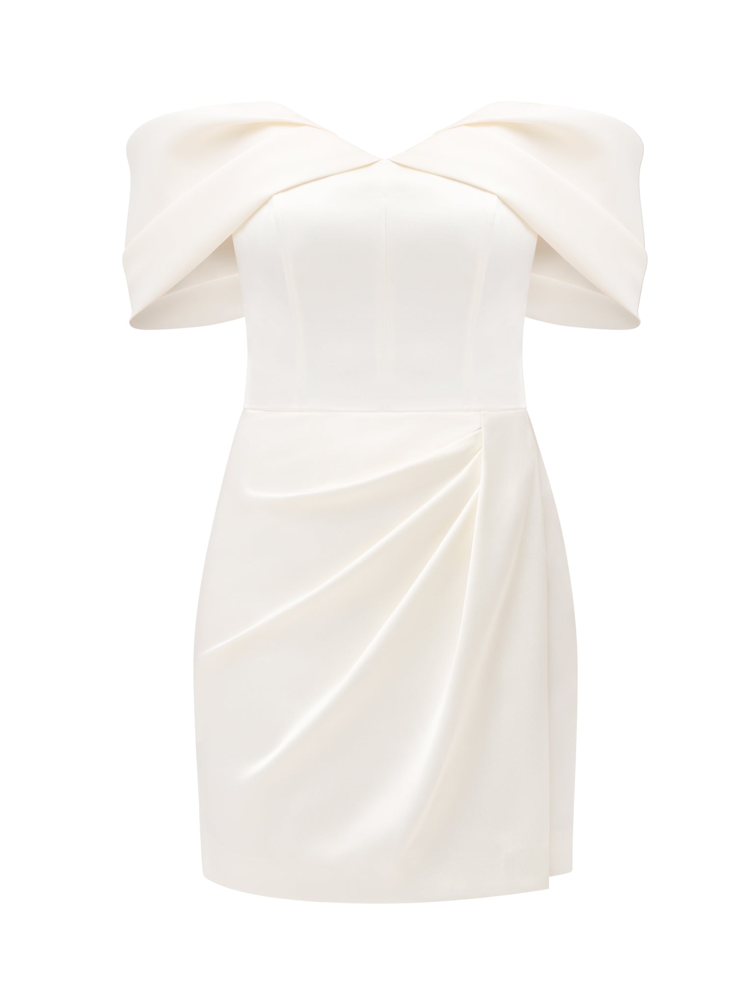 Women's Heavenly Kissed Draped Satin Mini Dress - Pearl White | Large | Tia Dorraine