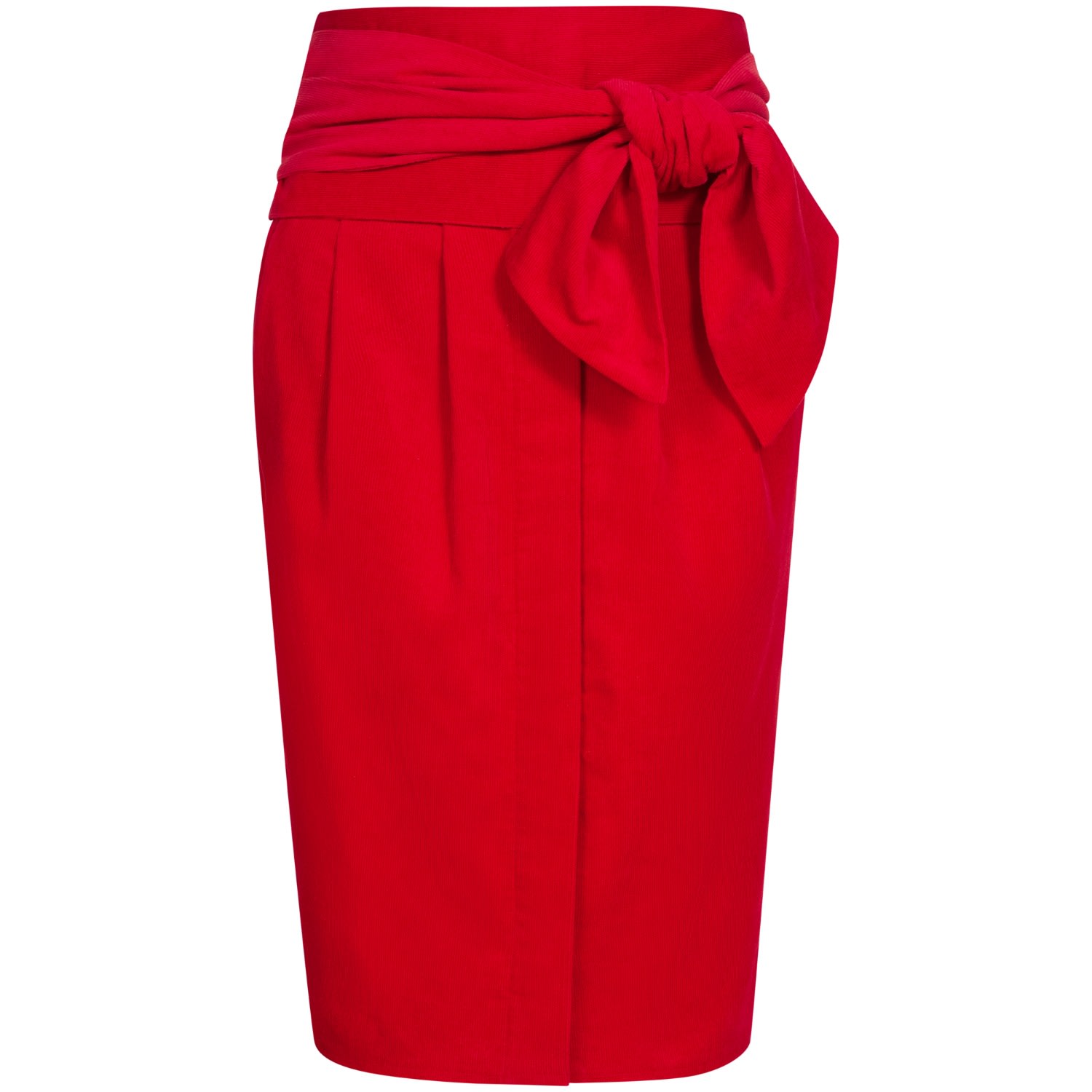 Women’s Red Fine Corduroy Belted Pencil Skirt Extra Small Marianna Dri