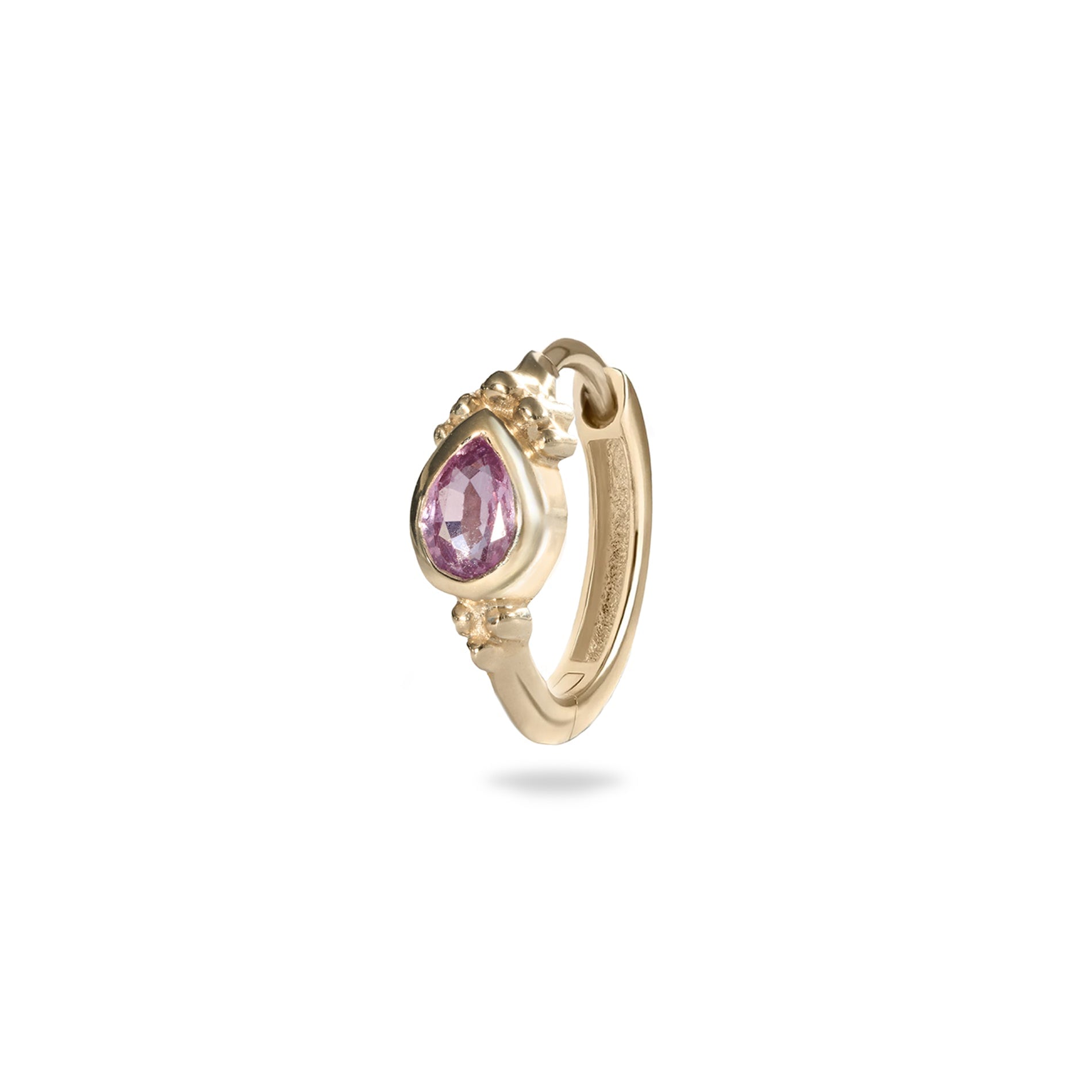 Zohreh Women's Gold / Pink Pink Sapphire Boho Huggie Hoop Earring 9k Gold In Gold