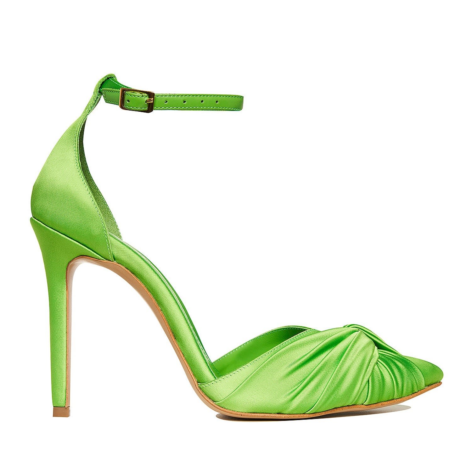 Shop Ginissima Women's Ana Fluo Green Satin Slingbacks