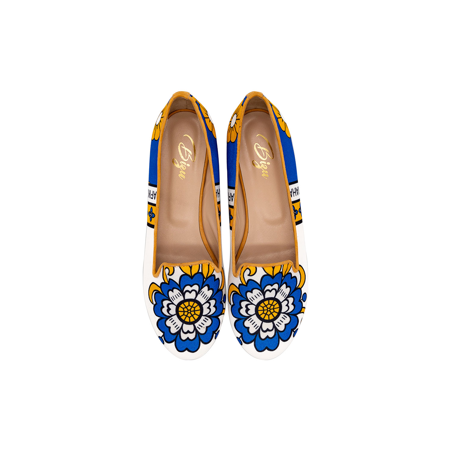 Bizu Women's White / Blue Ballet Flats, Loafers - White & Blue Shoes, Made In Italy, Neema In Blue/white