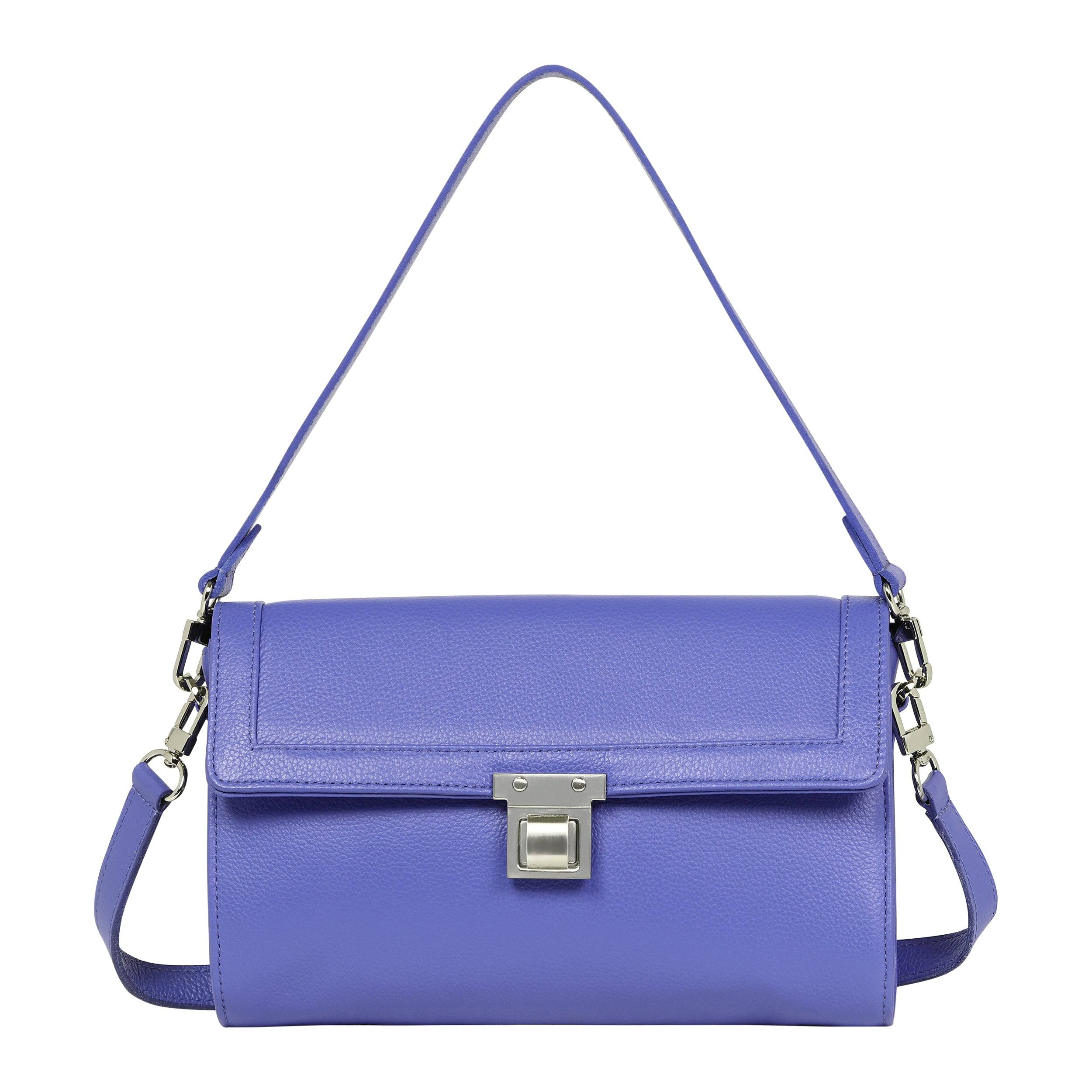 Luis Steven Women's Kelly Shoulder Bag -  Light Blue Pebble Leather In Blue