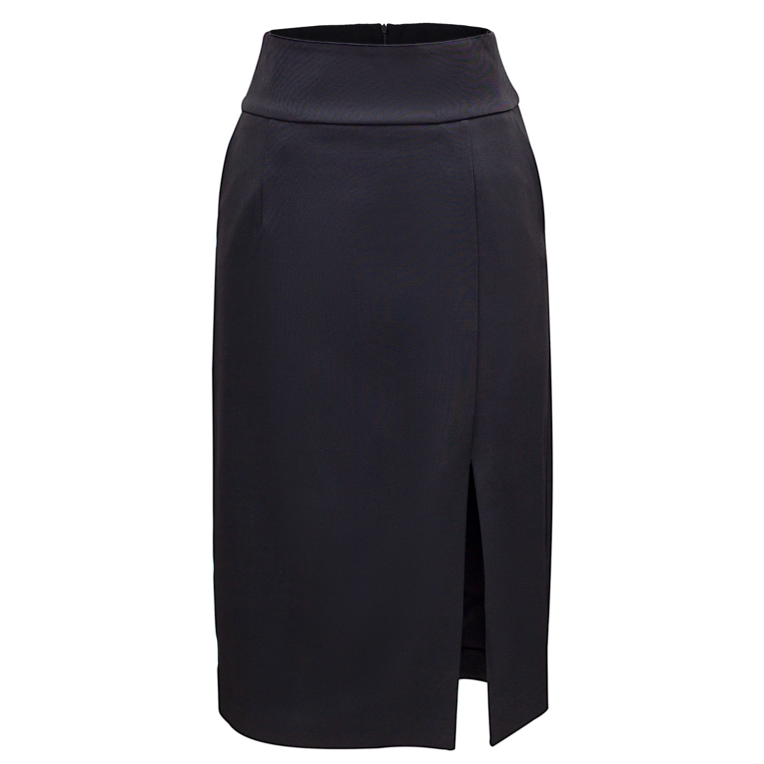Smart And Joy Women's Front Slit Pencil Skirt - Black In Black