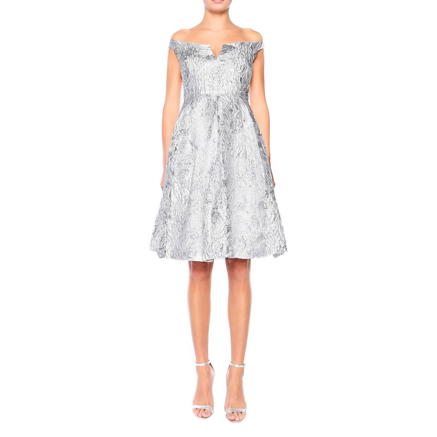 silver metallic skater dress