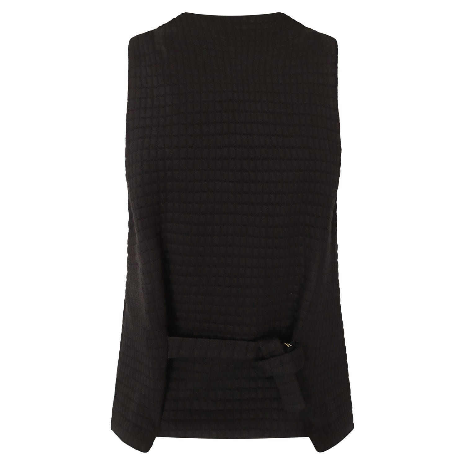 Black Quilted Button Front Crop Vest Blazer, Haris Cotton