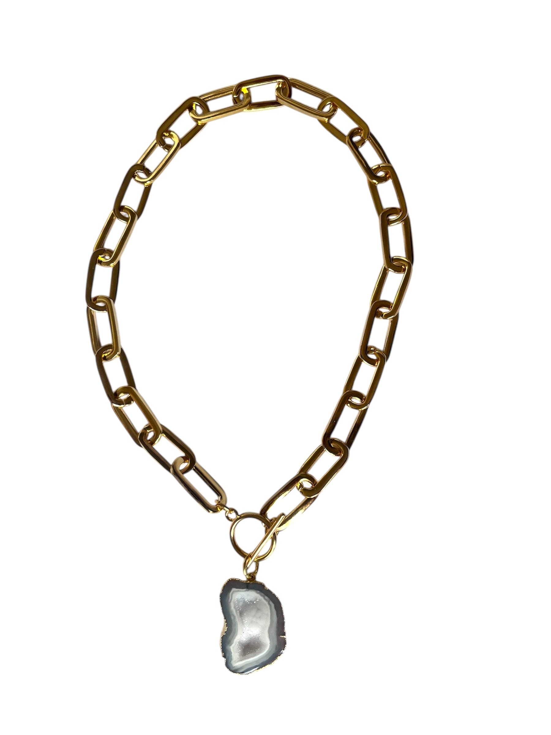 Magpie Rose Women's Gold / White White Oval Chain T-bar Necklace In Multi