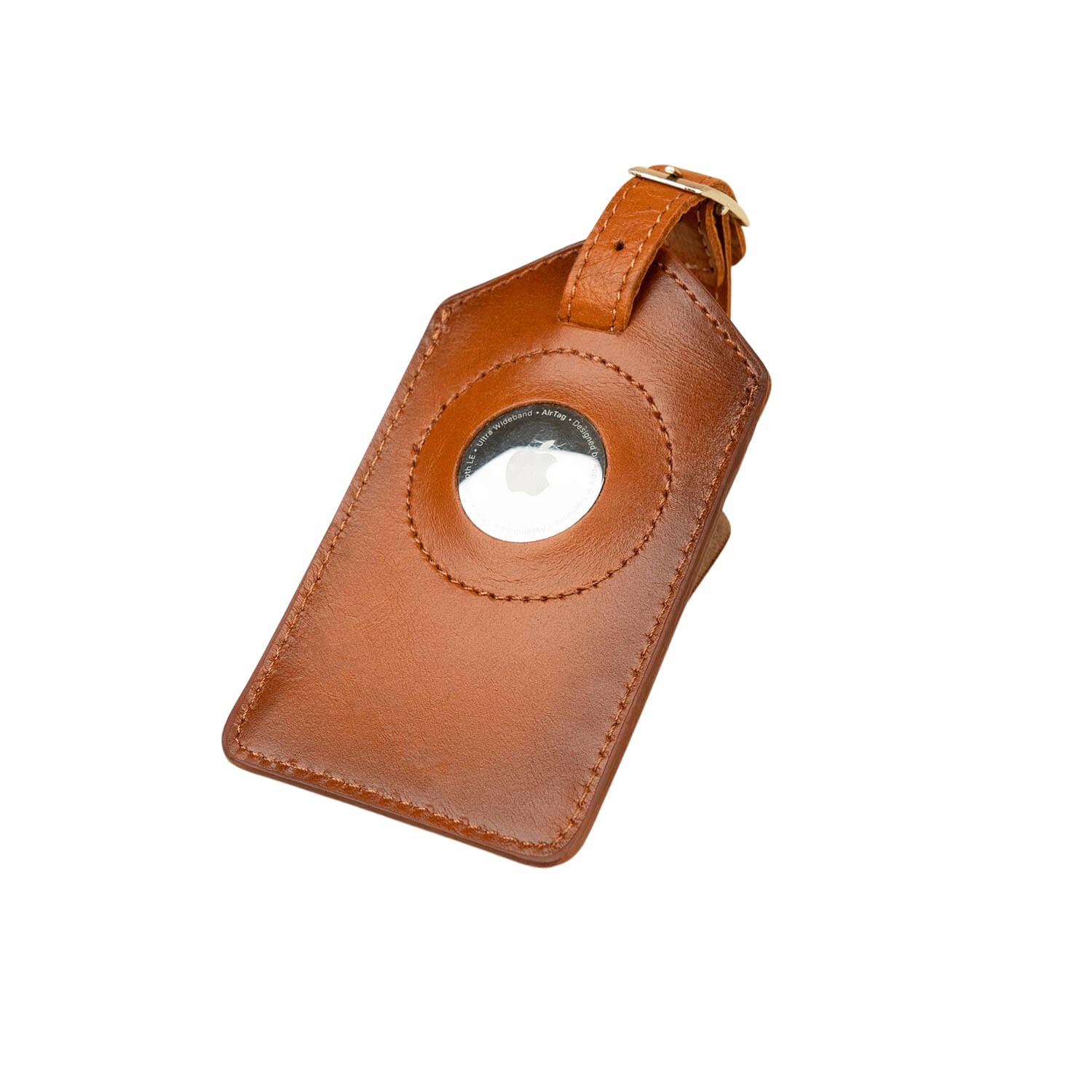 Leathere Women's Premium Leather Airtag Luggage Tag - Rich Brown - Clovis