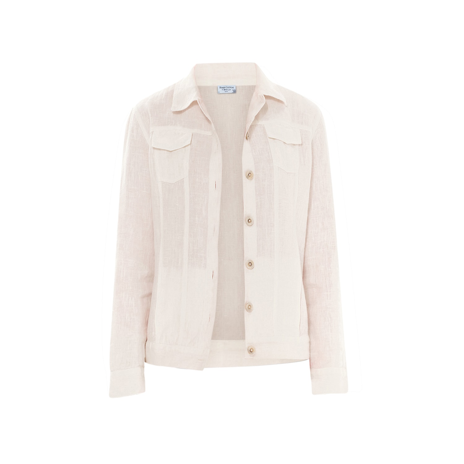 Haris Cotton Women's Neutrals Flap Pocket Linen Jacket With Lace - Ecru In Beige