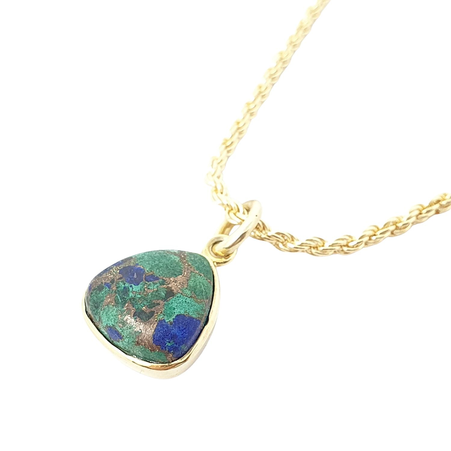 Women’s Gold / Green / Blue Statement Gold Vermeil Plated Azurite And Malachite Gemstone Crystal Rope Necklace Harfi