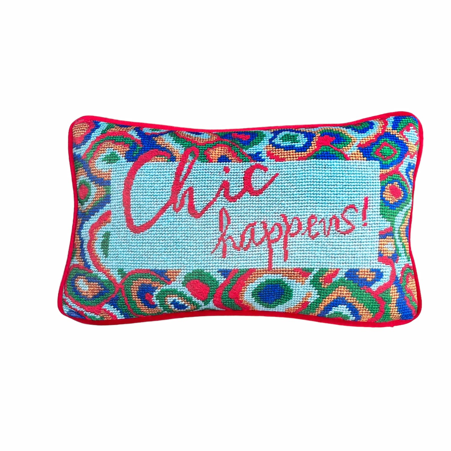 Velvet "Chic Happens!" Feather Down Pillow Small Mommani Threads