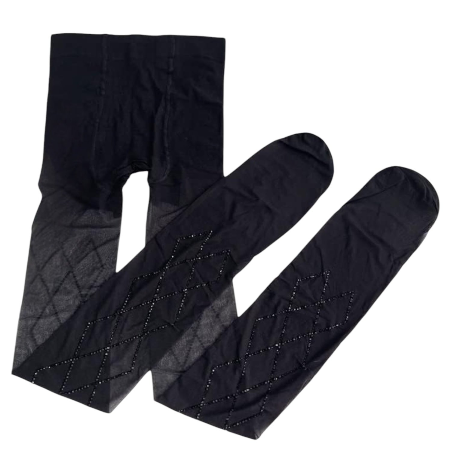 High Heel Jungle By Kathryn Eisman Women's Richie Diamond Crystal Tights - Black In Black