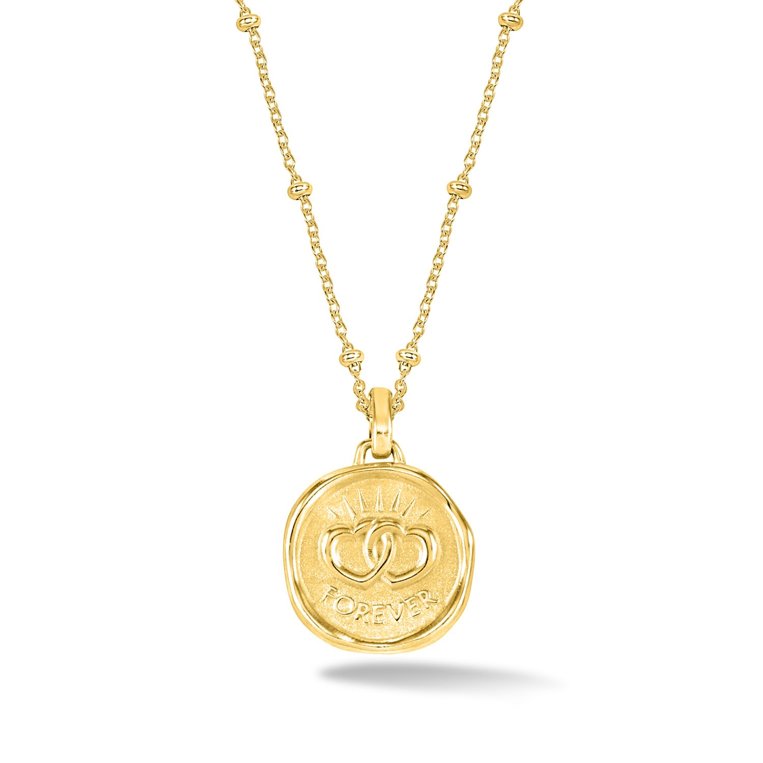 Dower & Hall Women's Gold Entwined Hearts Talisman Necklace