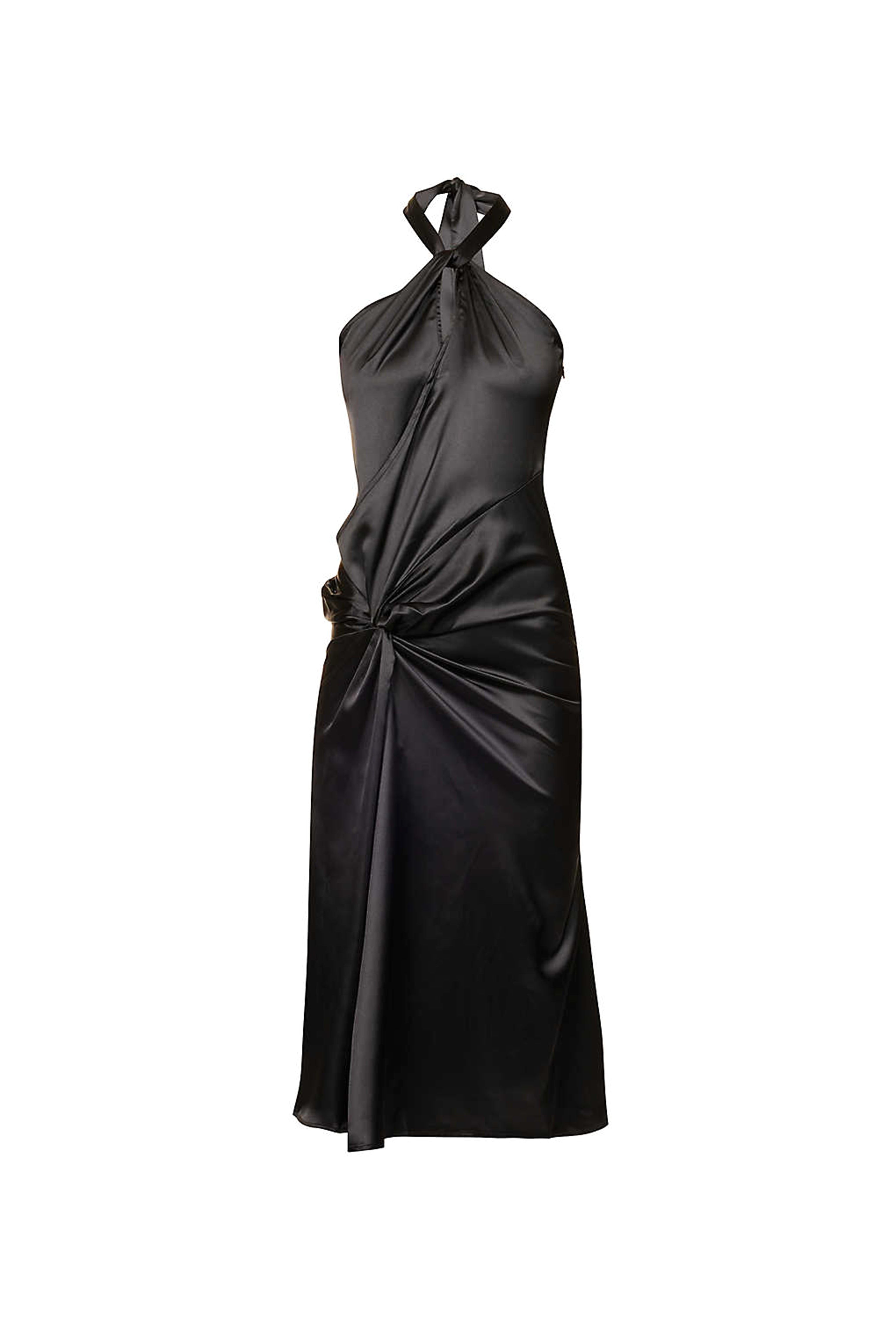 Serena Black Satin Halterneck Dress, AMY LYNN