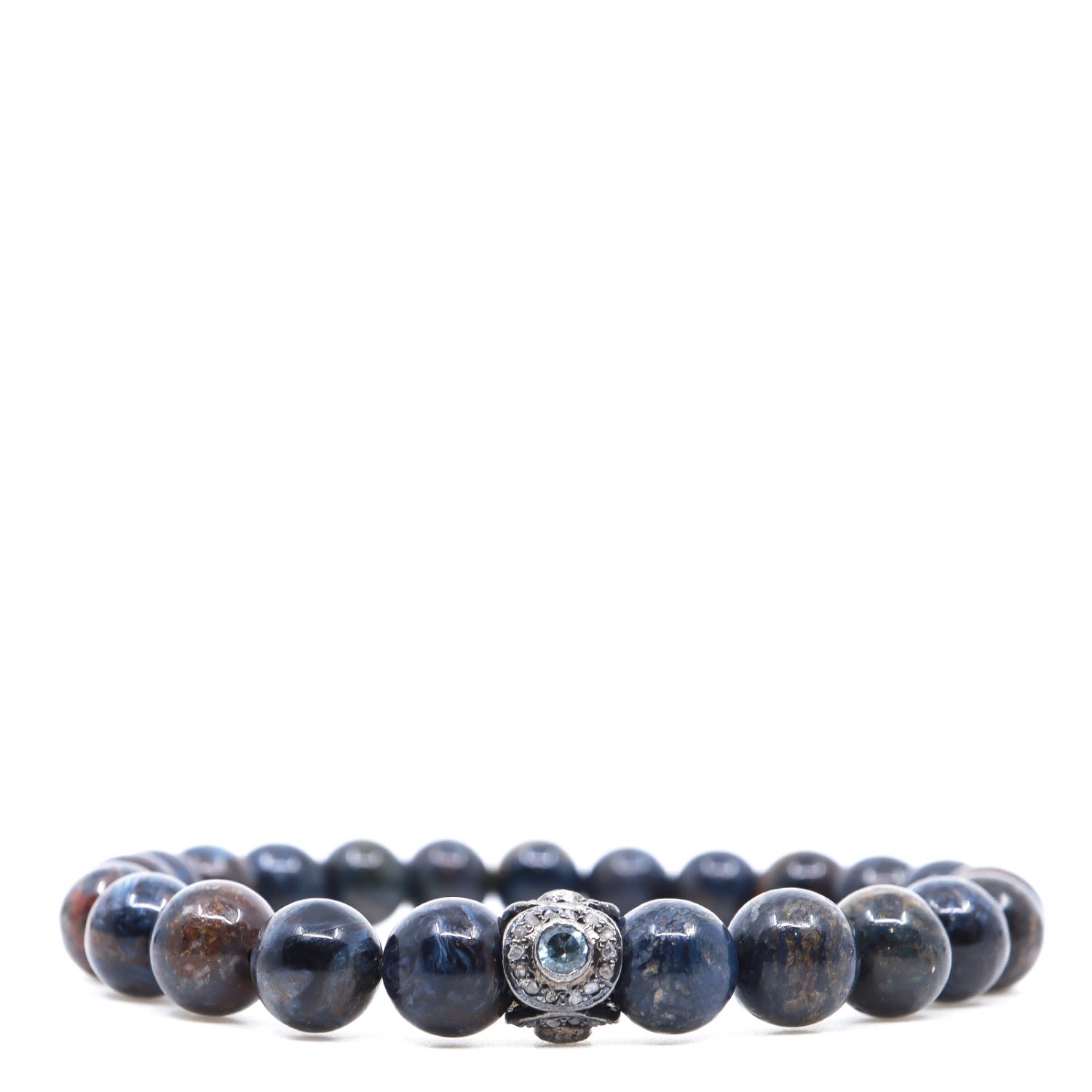 Men’s Blue Pietersite & Aquamarine Beaded Bracelet Shar Oke