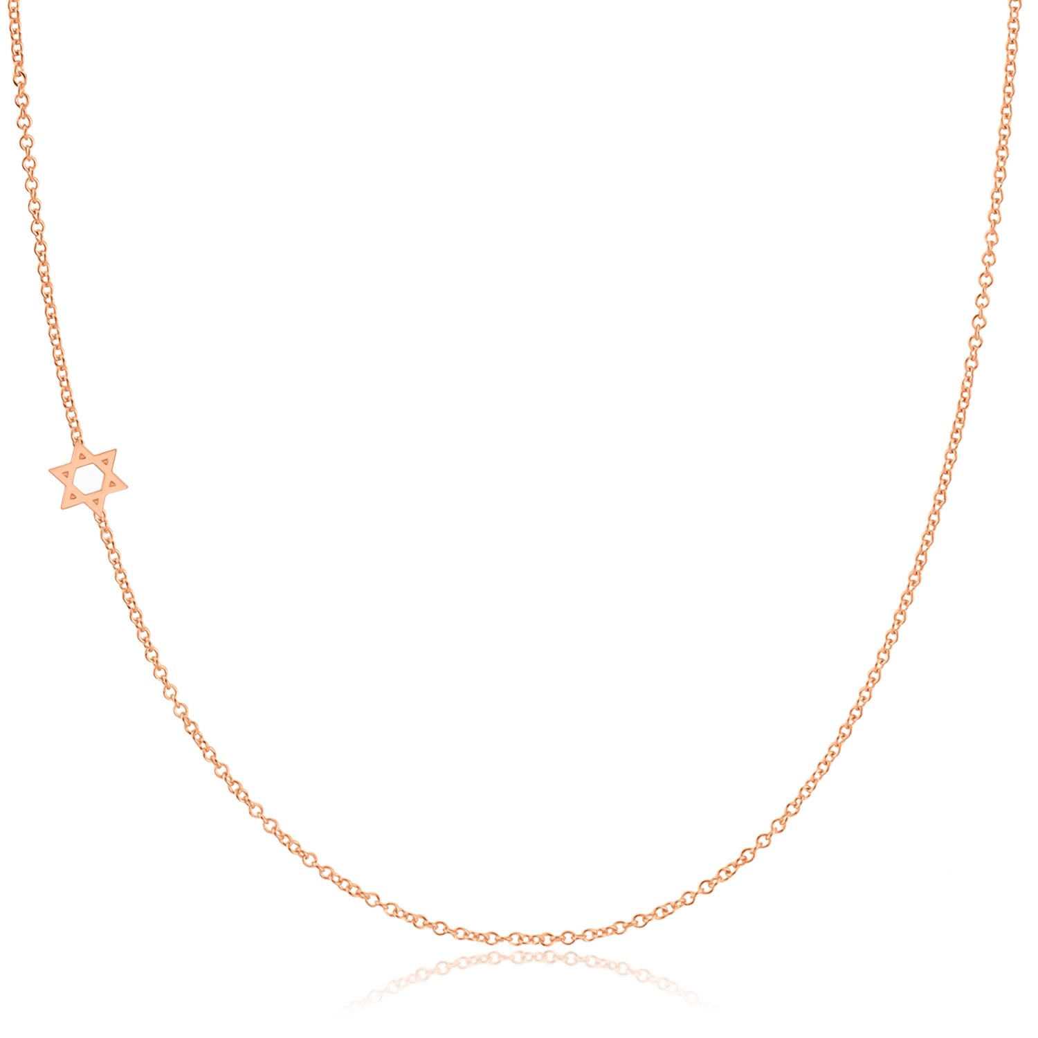 Maya Brenner Women's 14k Gold Asymmetrical Charm Necklace - Rose Gold - Star Of David