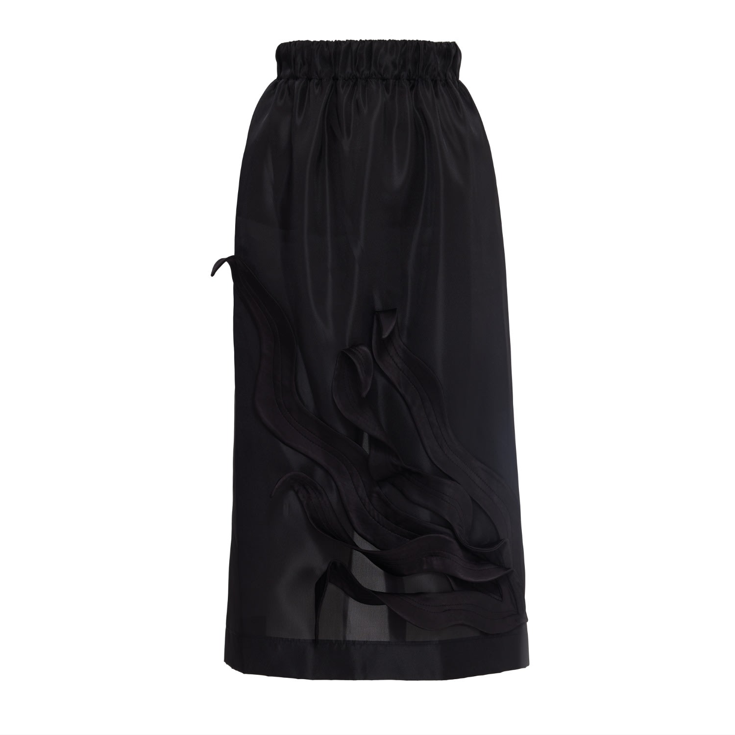 Julia Allert Women's Graceful Organza Midi Skirt With Elastic Waistband Black In Black