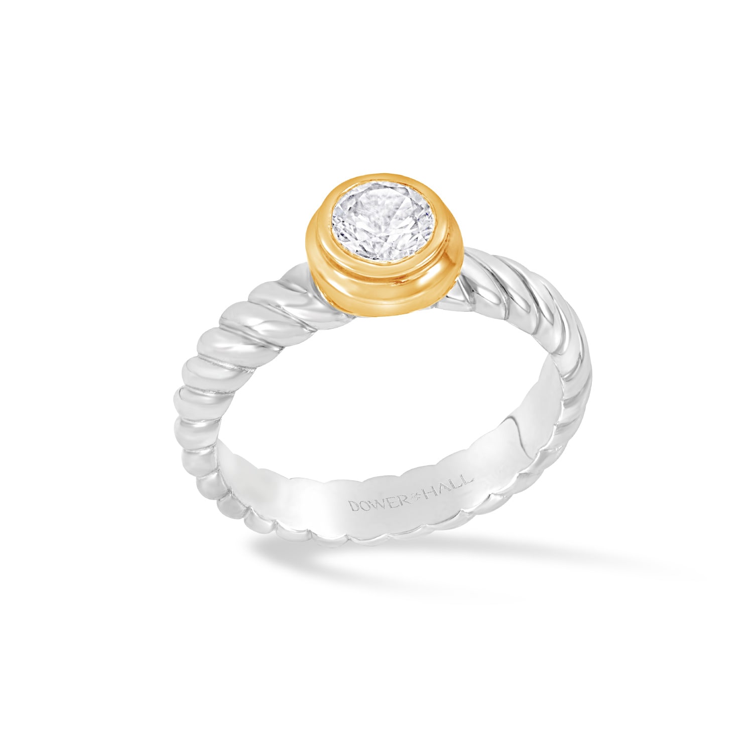 Dower & Hall Women's Silver / Gold Lab Grown White Sapphire Twist Twinkle Ring In Metallic