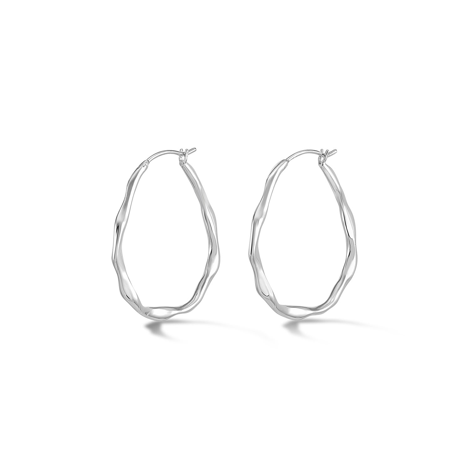 Dower & Hall Women's Large Oval Waterfall Hoops In Sterling Silver In Metallic