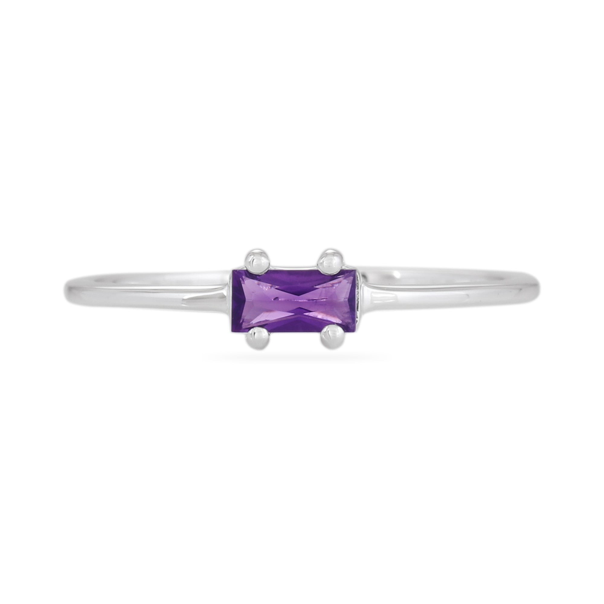 Women’s Amethyst Baguette Ring - Sterling Silver | Karrah Jewellery