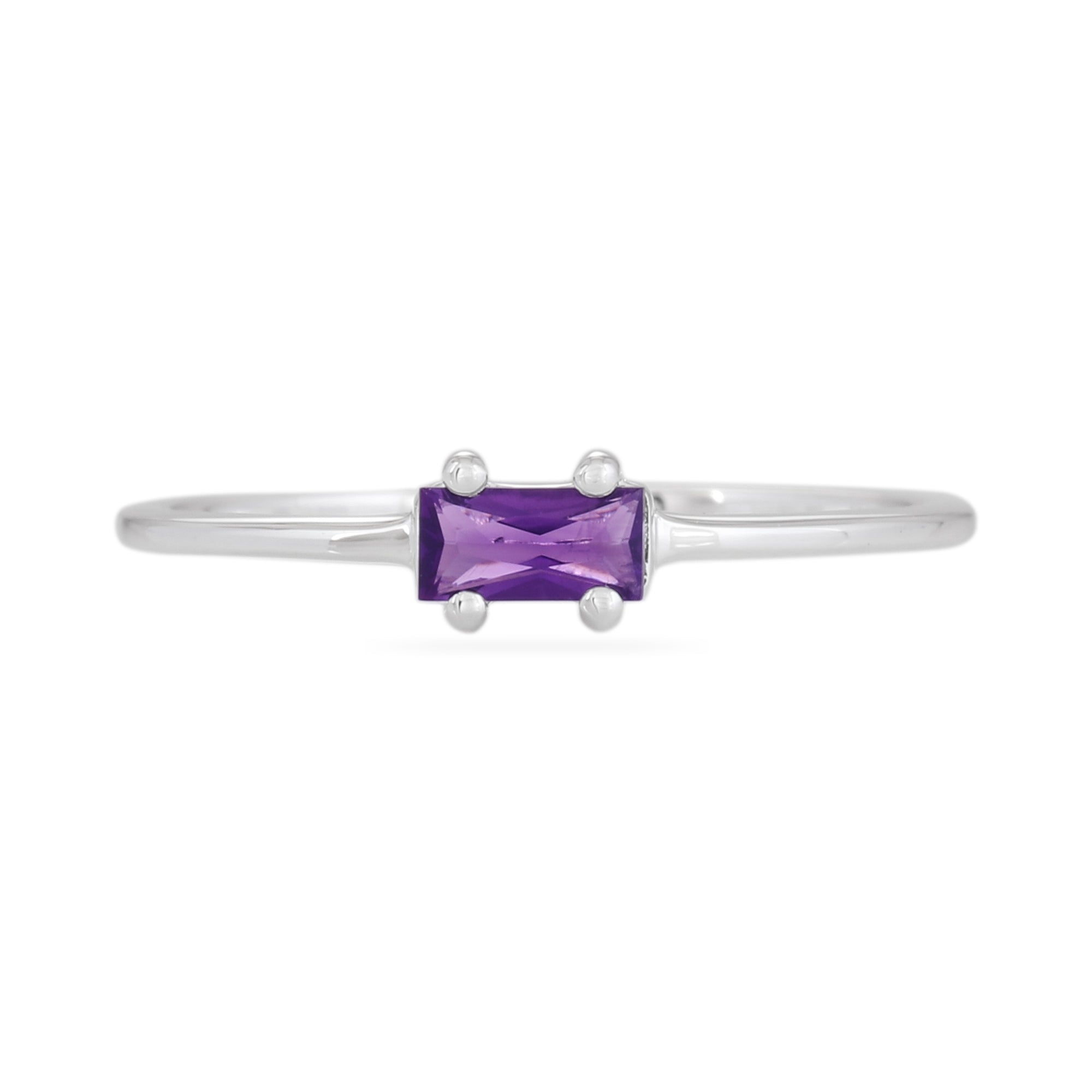 Women’s Amethyst Baguette Ring - Sterling Silver Karrah Jewellery