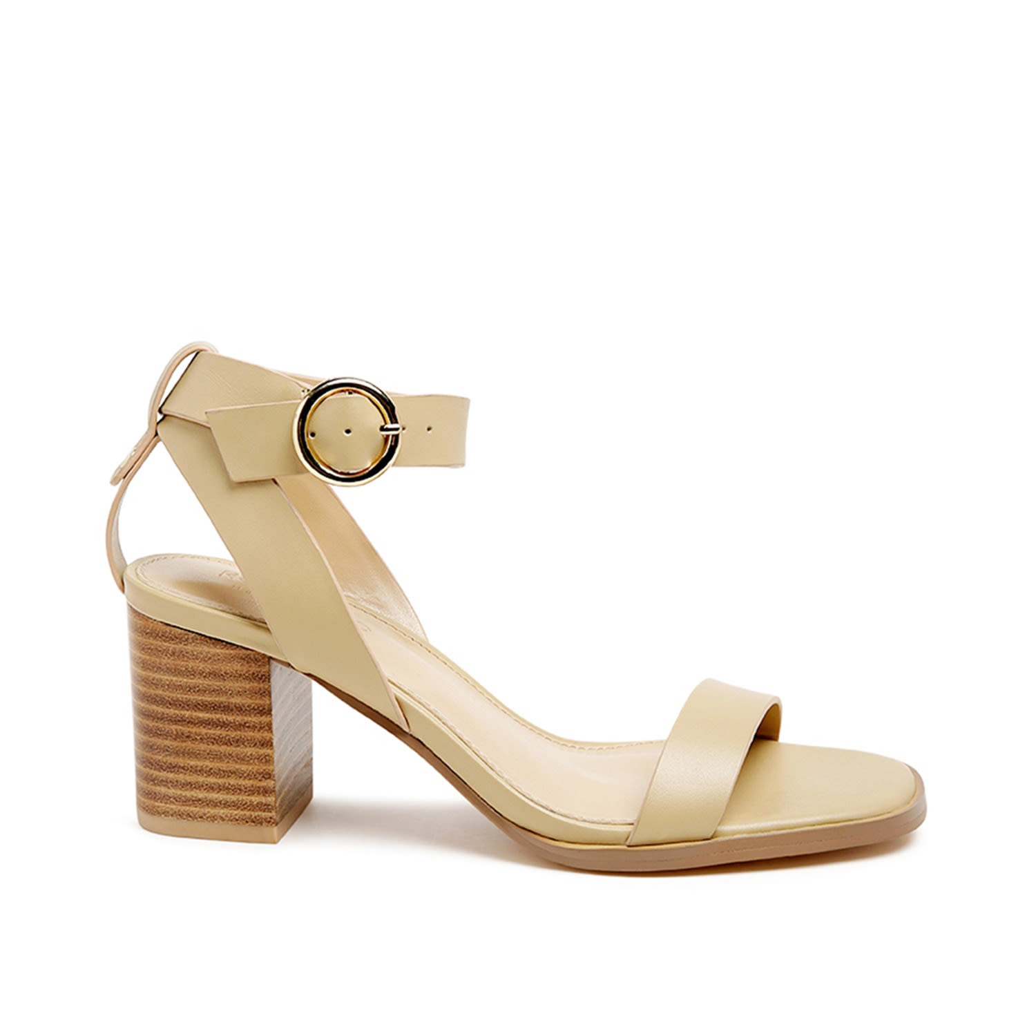 Women’s Gold Dolph Stack Block Heeled Sandal In Nude 5 Uk Rag & Co.