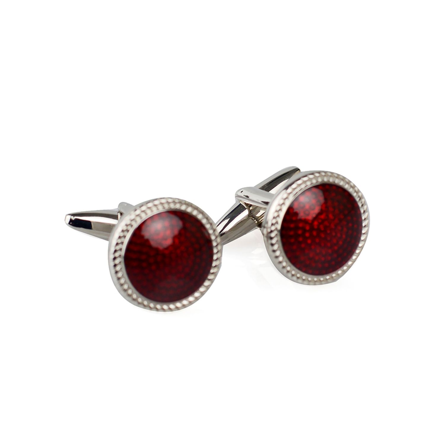 Men’s Red / Silver Circle Ruby Cufflinks - Silver David Wej