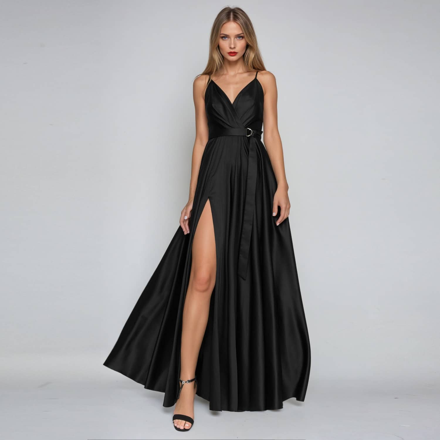 Black Satin Long Evening Dress | Angelika Jozefczyk | Wolf & Badger