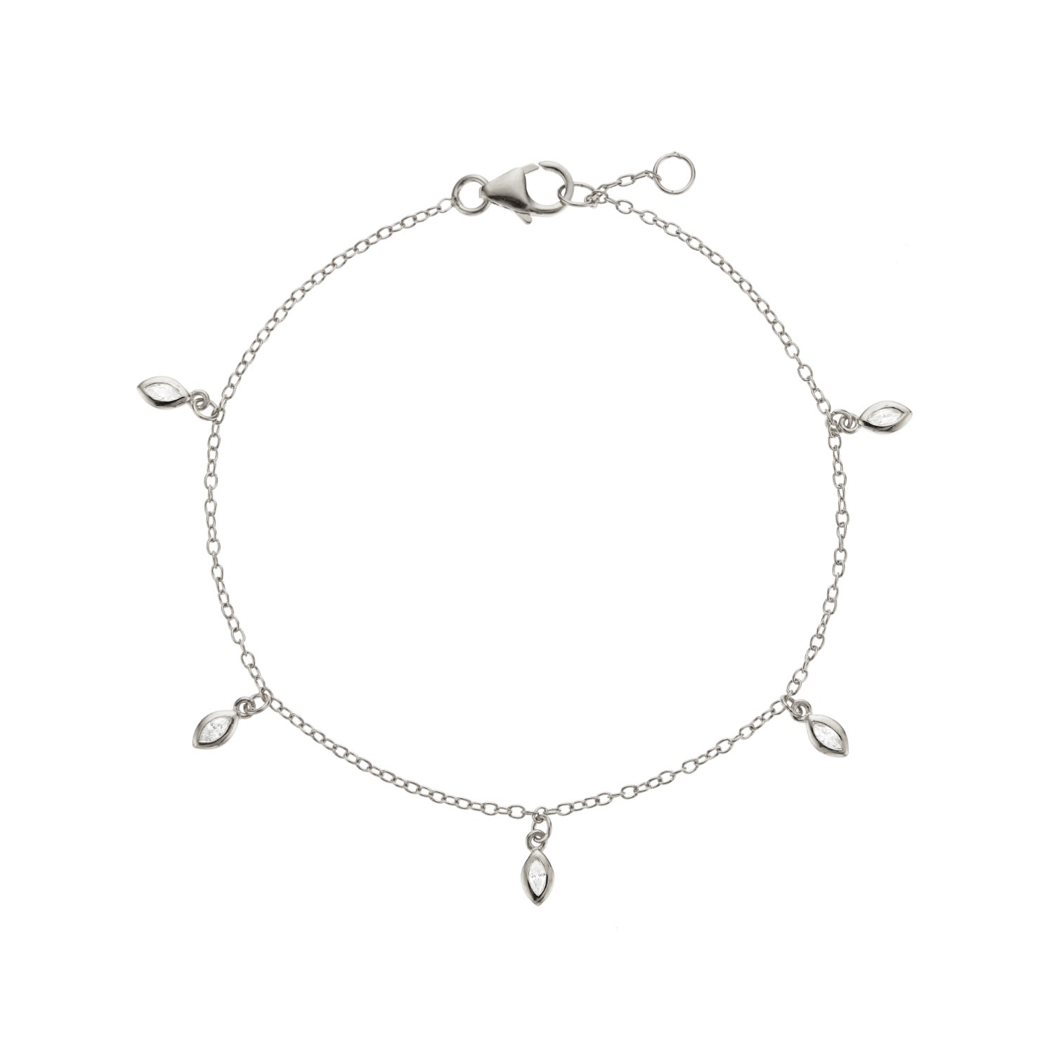 Lily & Roo Women's Silver Diamond Style Marquise Drop Bracelet In Silver
