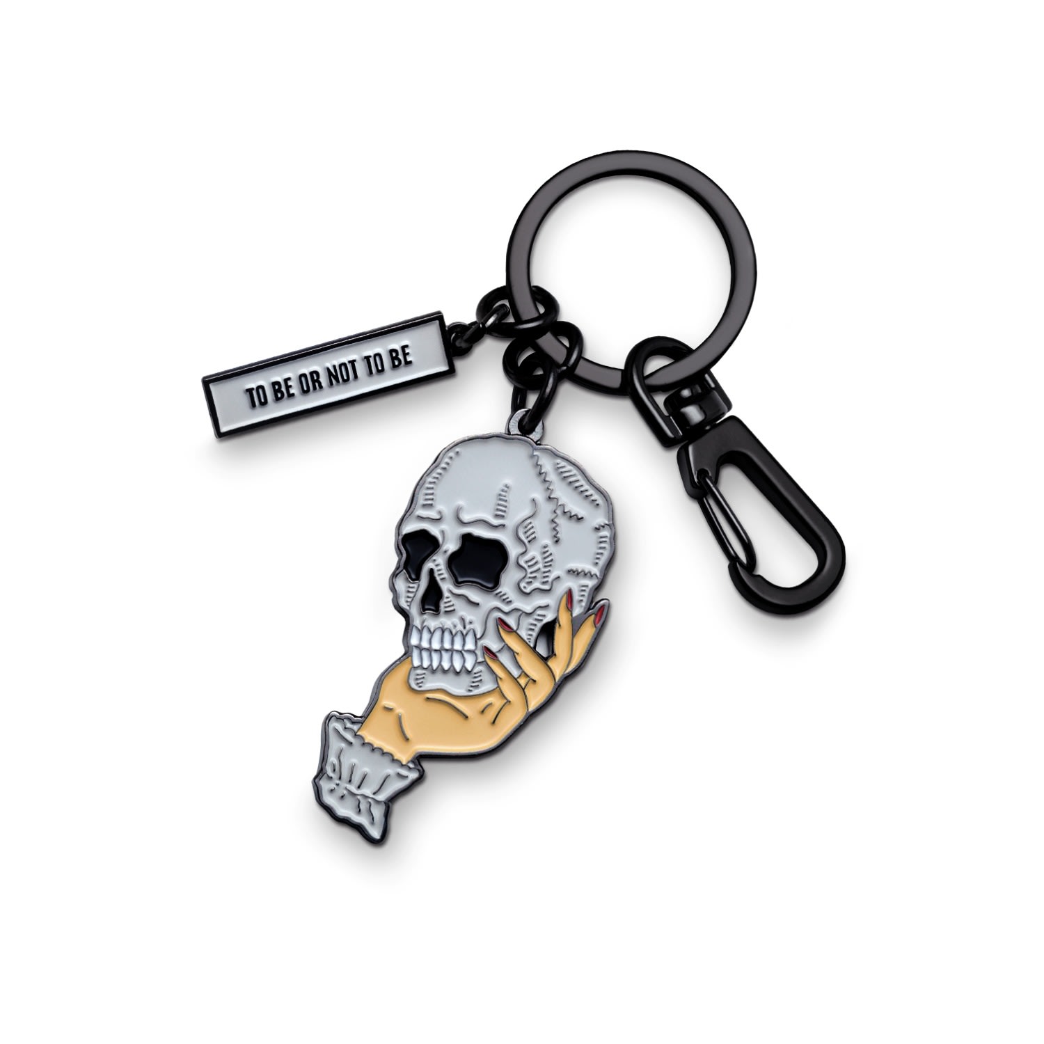 Make Heads Turn Women's White Enamel Keychain To Be Or Not To Be In Black