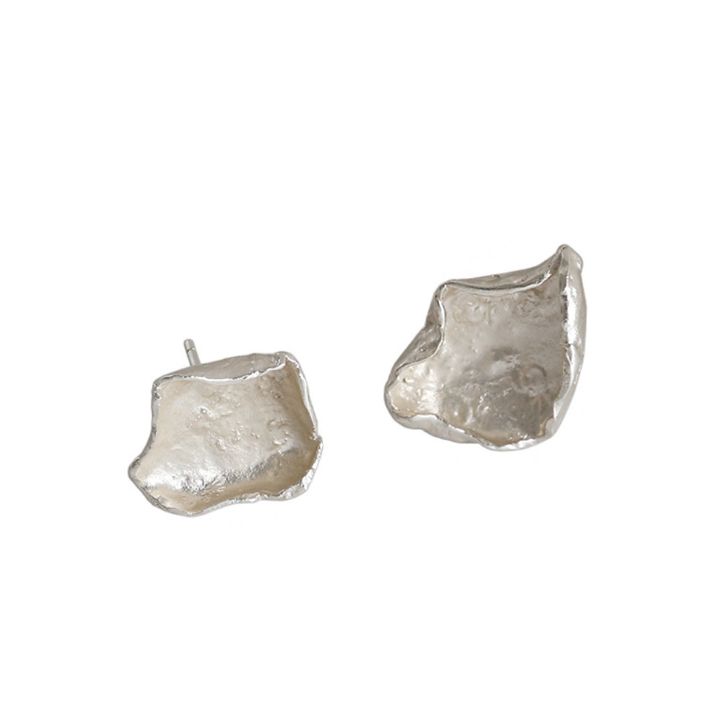Janus Edinburgh Women's Textured Suilven Curved Petal Sterling Silver Stud Earrings In Silver