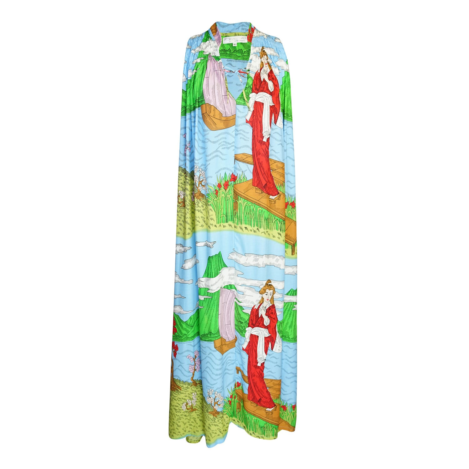 Jennafer Grace Women's Green / Blue Fuji Garden Maxi Dress In Multi